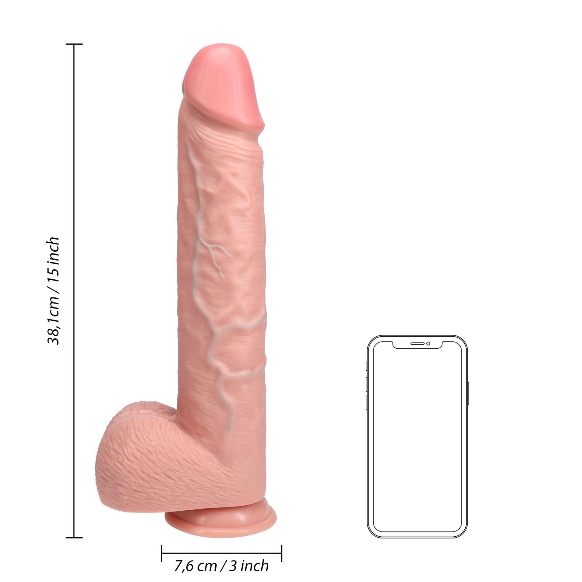 Dildo RealRock Extra Long 15", 38 cm (w kolorze cielistym)