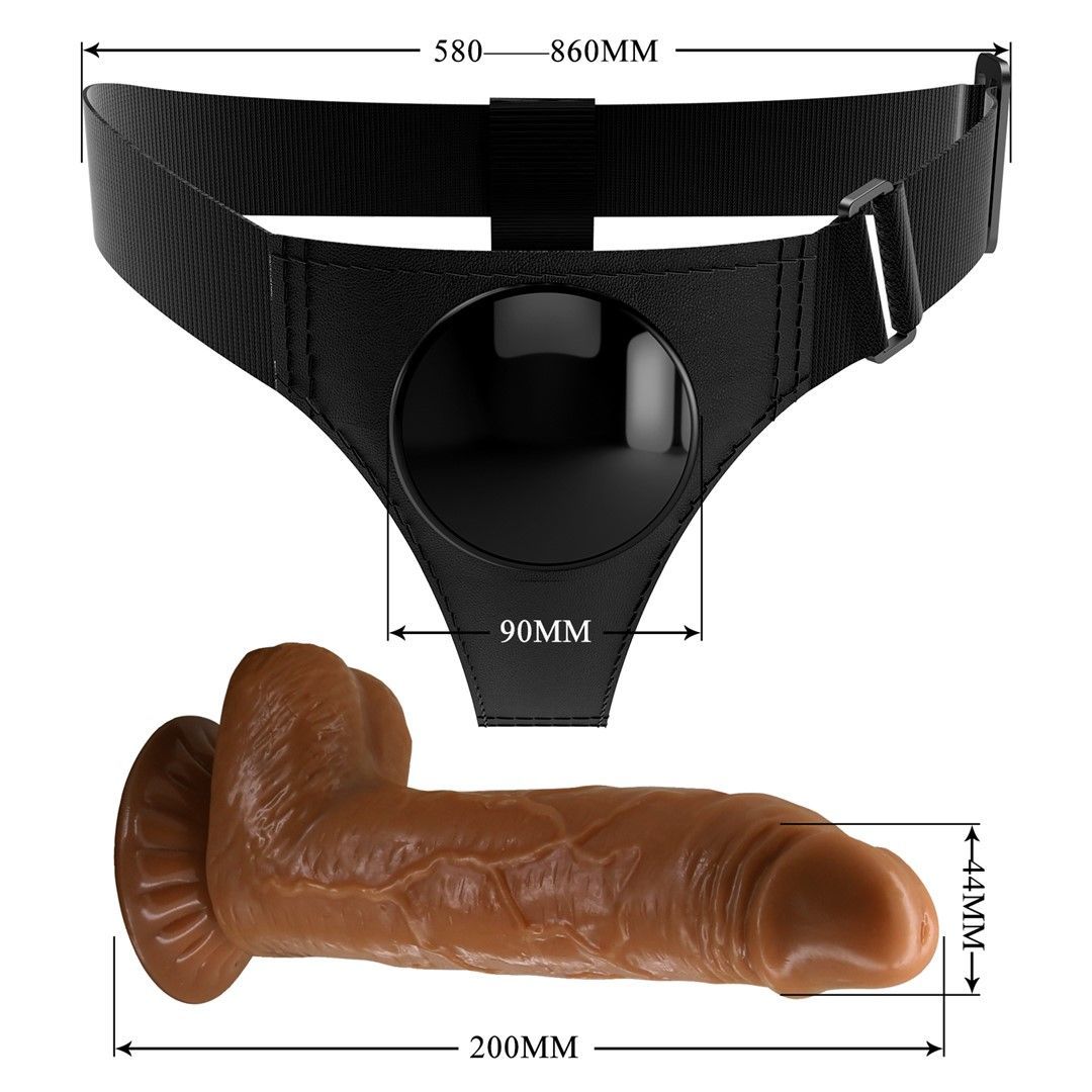 Страпон Pretty Love Harness Briefs Micheal, 20 см (коричневый)