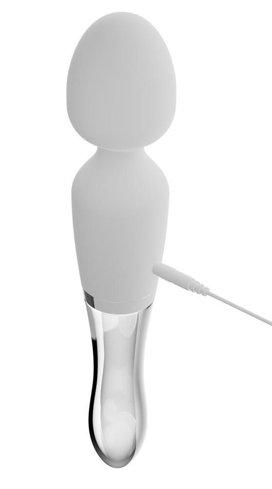 Двухсторонний стеклянный вибратор Orion Glass Vibrator 1, 21,5 см (белый)