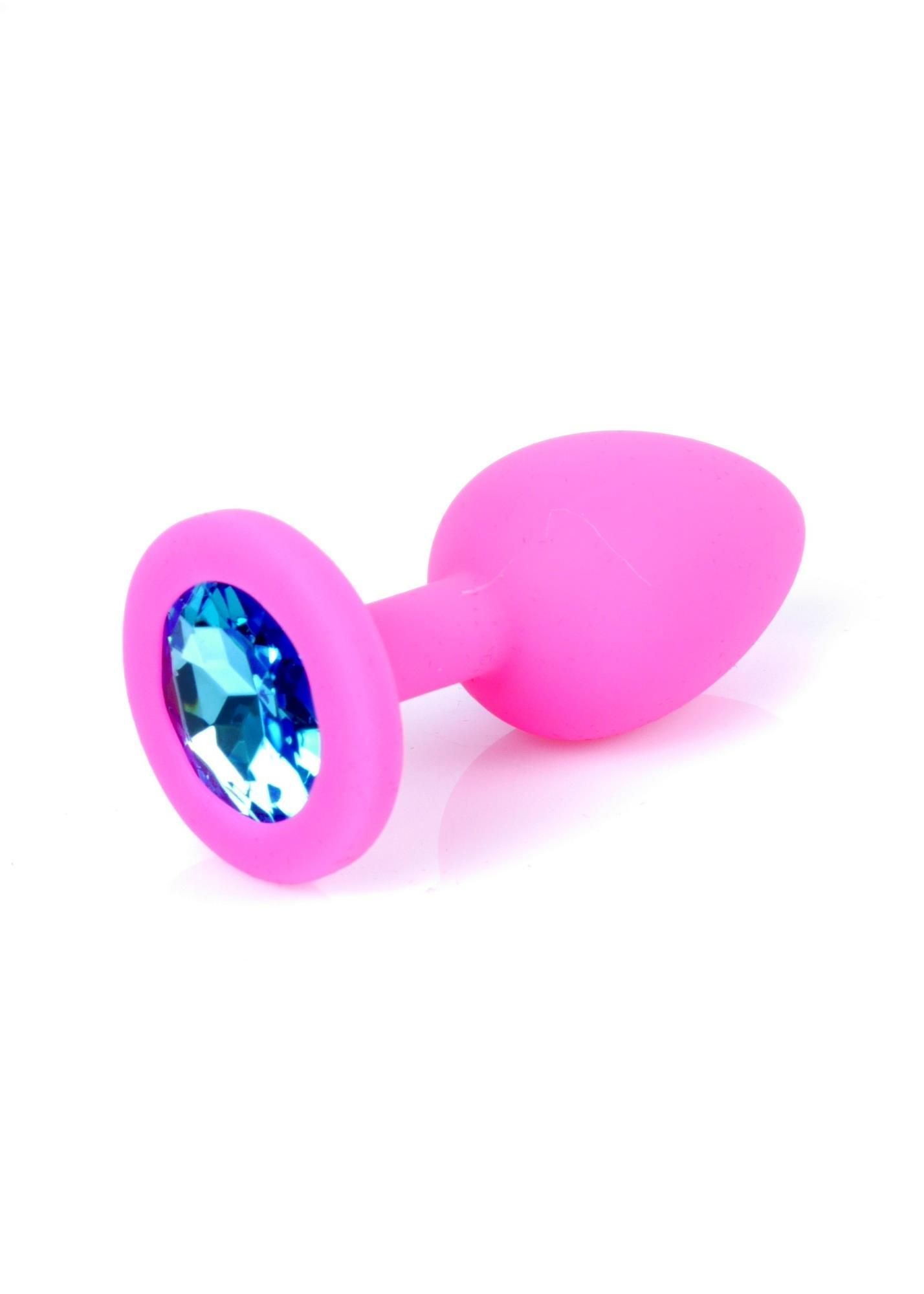 Силіконова анальна пробка з кристалом Boss Plug Jewellery, 7 см (блакитний)