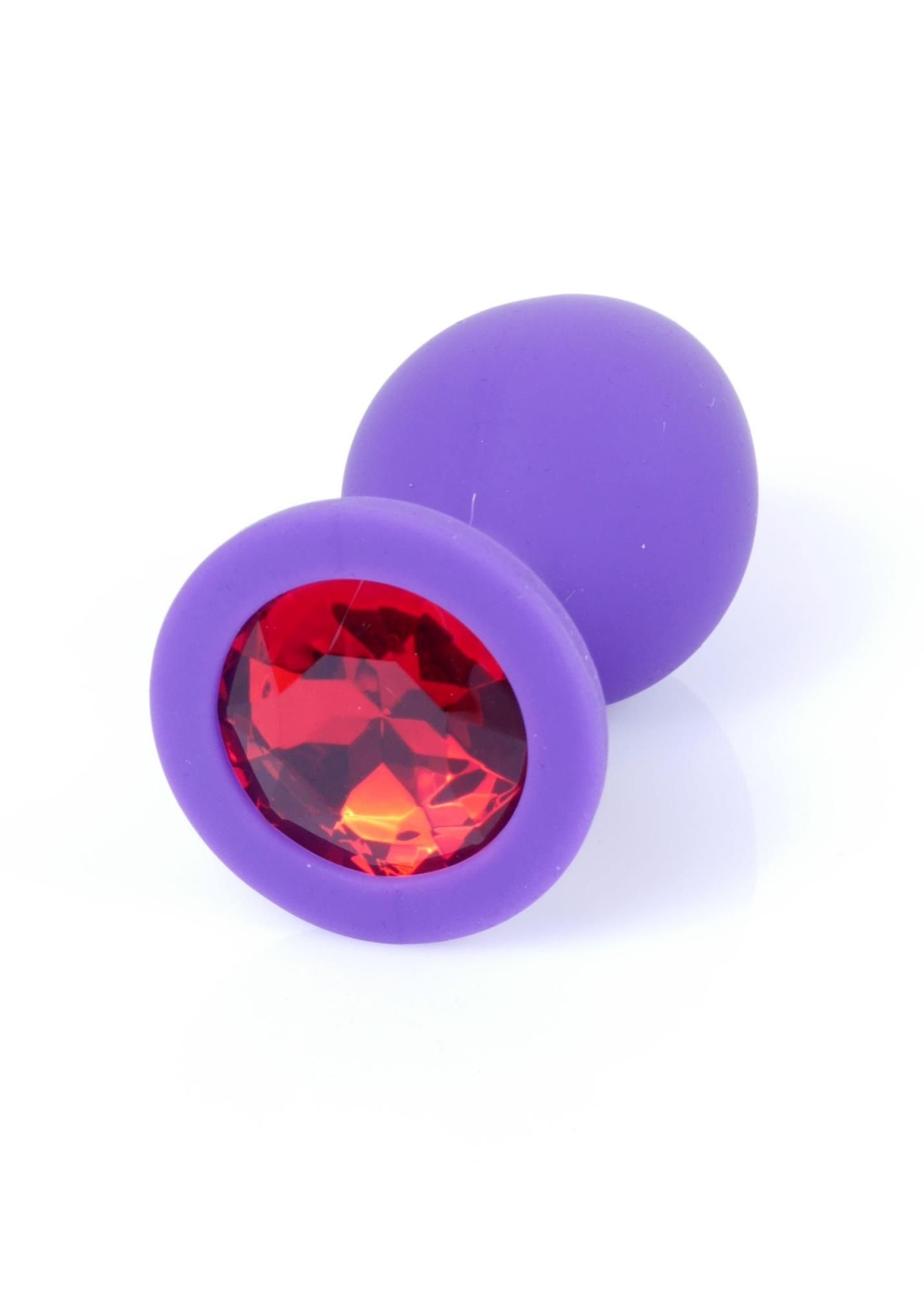 Силіконова анальна пробка з кристалом Boss Jewellery Purple Medium Red Diamond, 8 см (червоний)