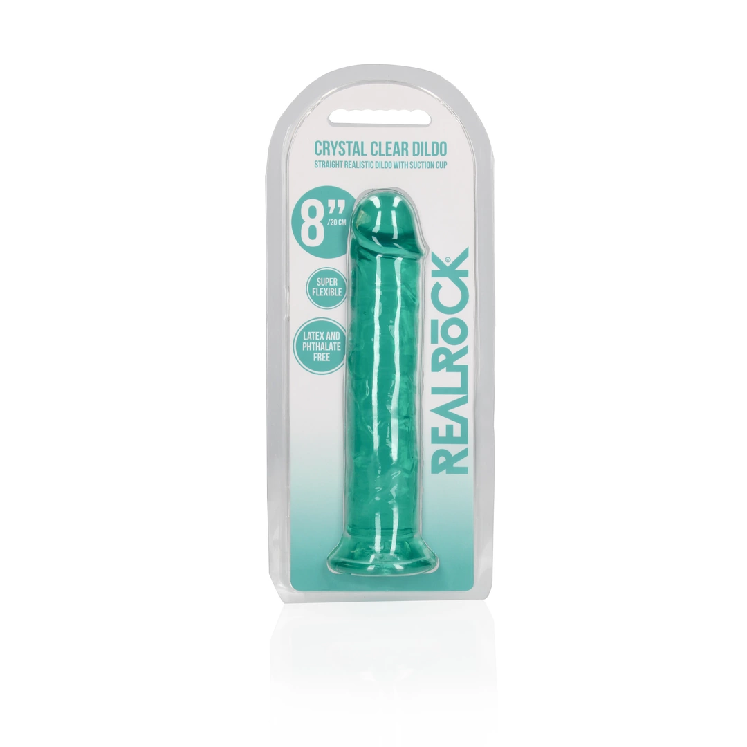 Фаллоимитатор RealRock Crystal Clear 8'', 22 см (зеленый)