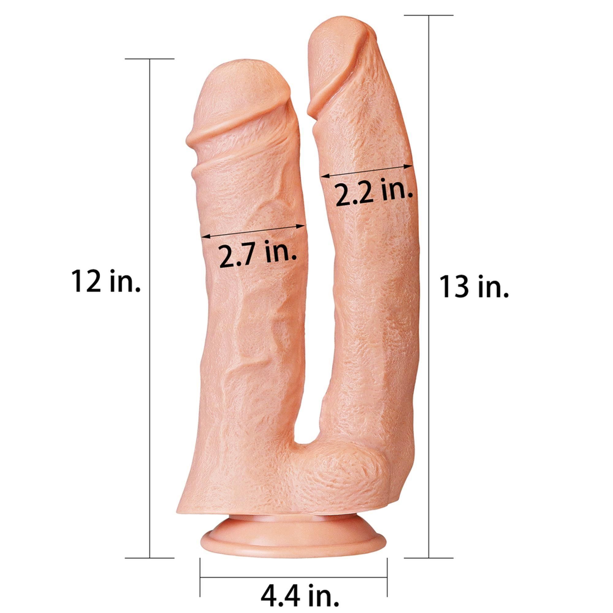 Фалоімітатор для подвійного проникнення LoveToy King-sized, 33 см (тілесний)