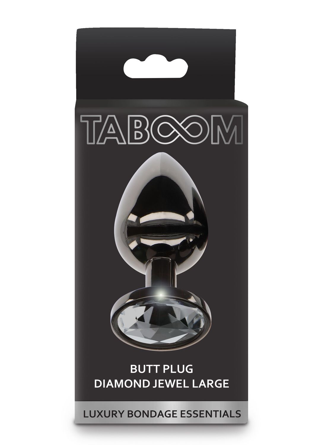 Taboom Butt Plug With Diamond Jewel L - Korek analny, Czarny, 9.5 cm