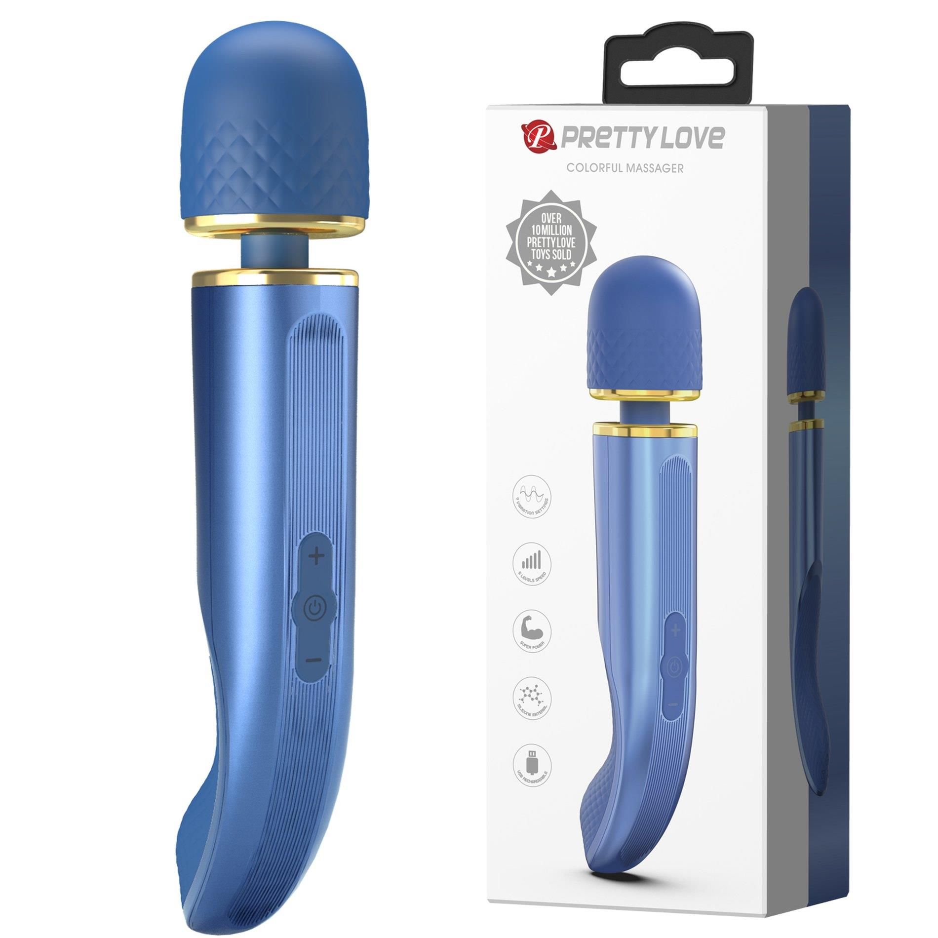 Вибромассажер Pretty Love Colorful Massager, 24 см (синий)