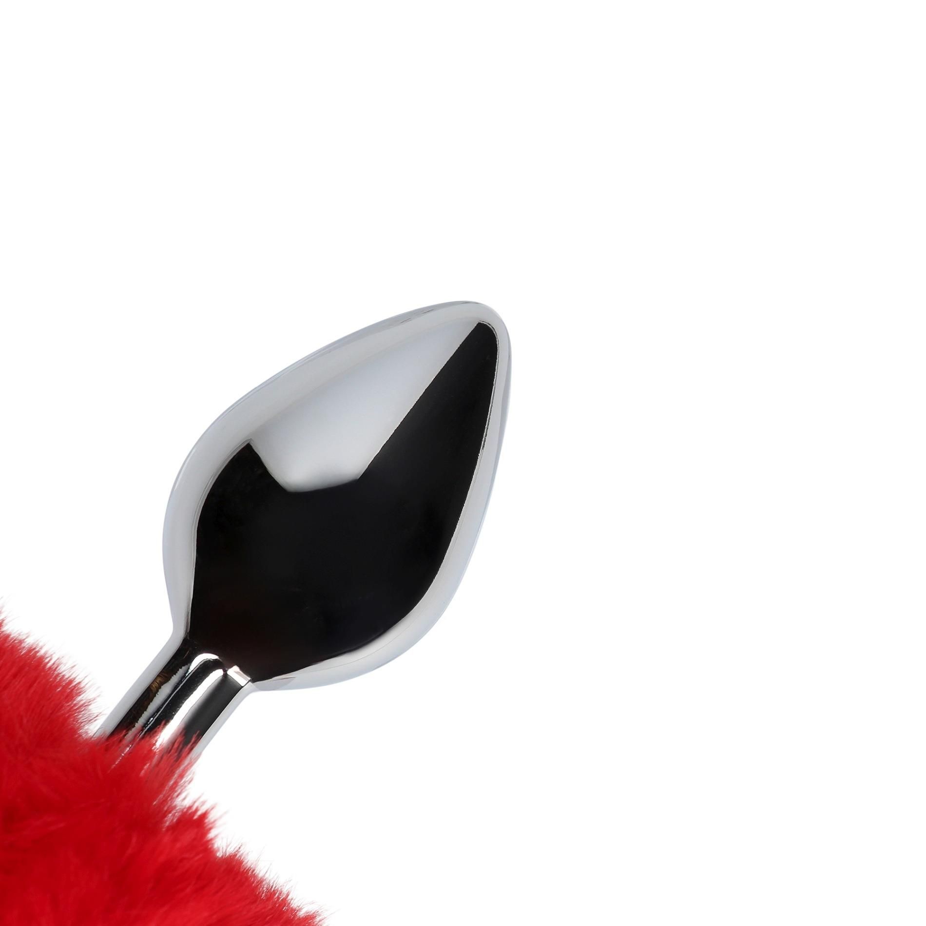 Korek analny Ouch! Bunny Tail, 13.5 cm (czerwony)