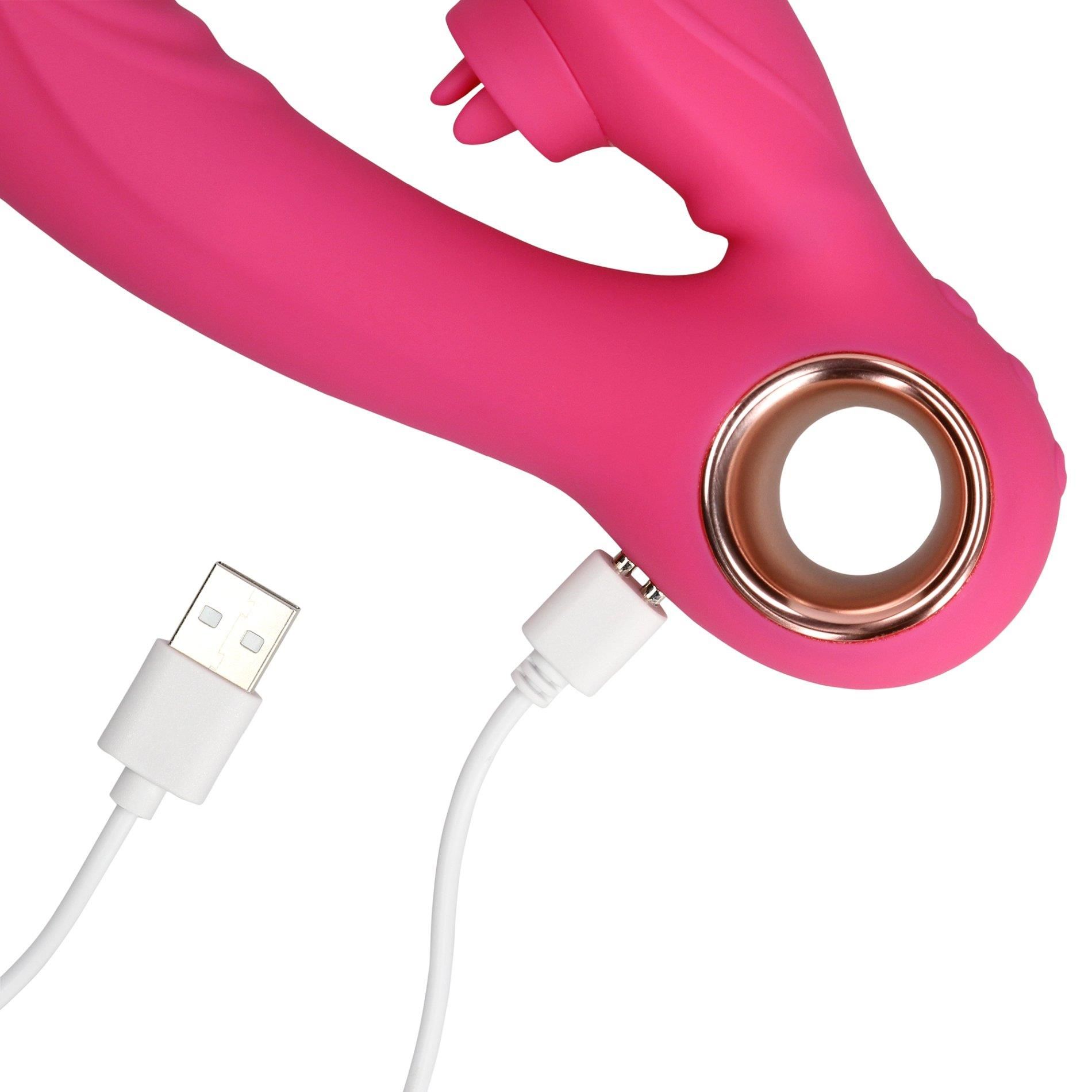 Вибратор-кролик Loveline Tongue Flickering and Heating, 21,5 см (розовый)