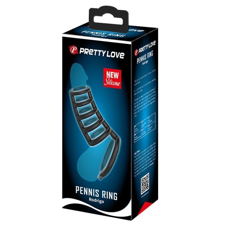 Насадка на пенис Pretty Love Pennis Ring Rodrigo, 10 см (черный)