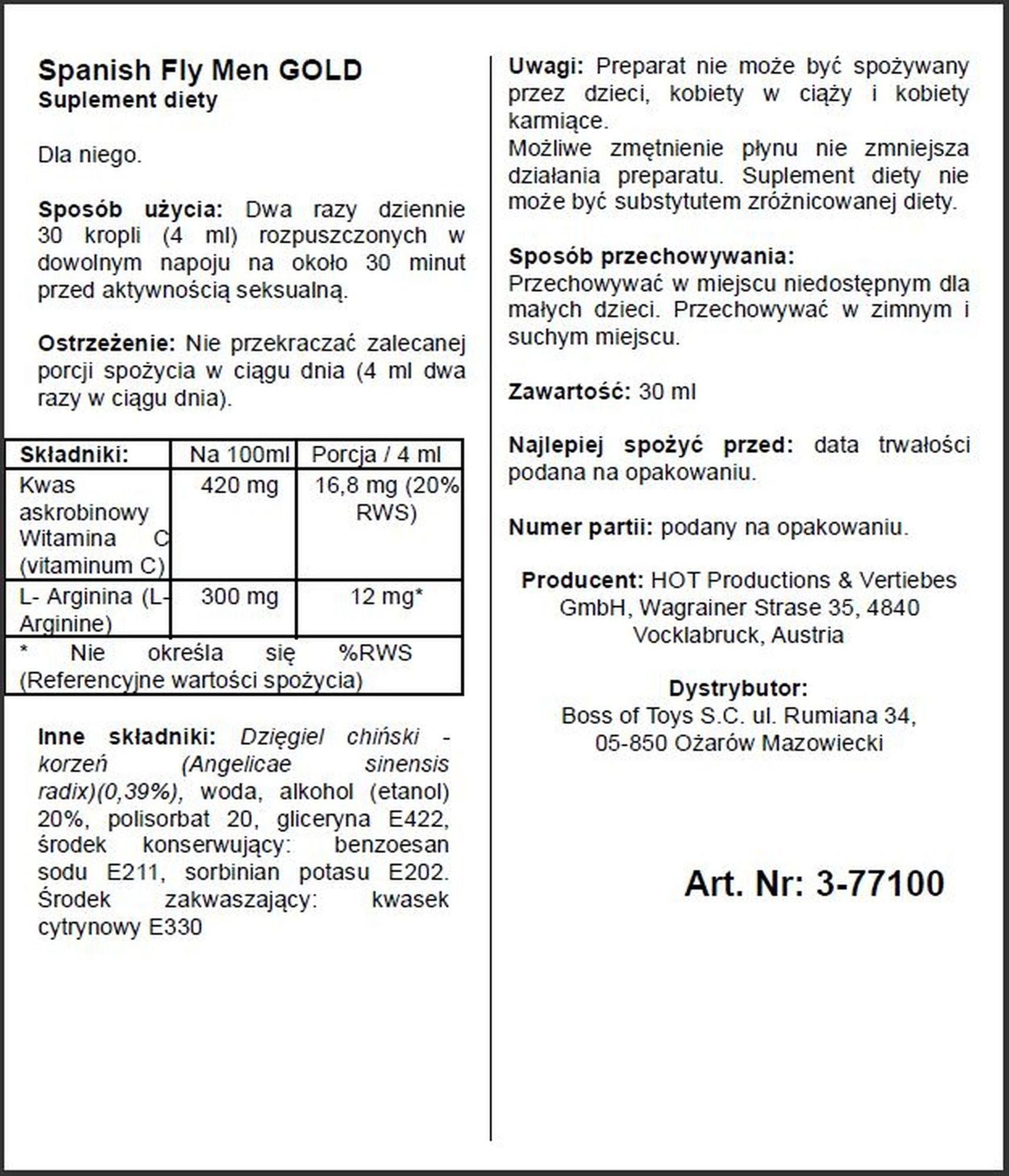 Капли Ero Spanish Fly Gold Men, 30 мл