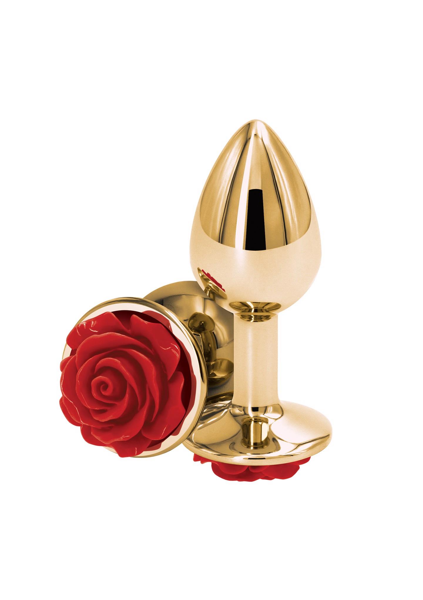 Korek analny NS Novelties Rose Buttplug Mały Czerwony, 8 cm (złoty)