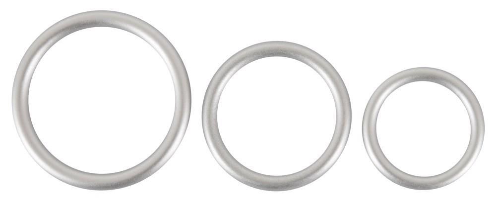 Набір ерекційних кілець Metallic Cock Ring Set, 3 шт (сріблястий)