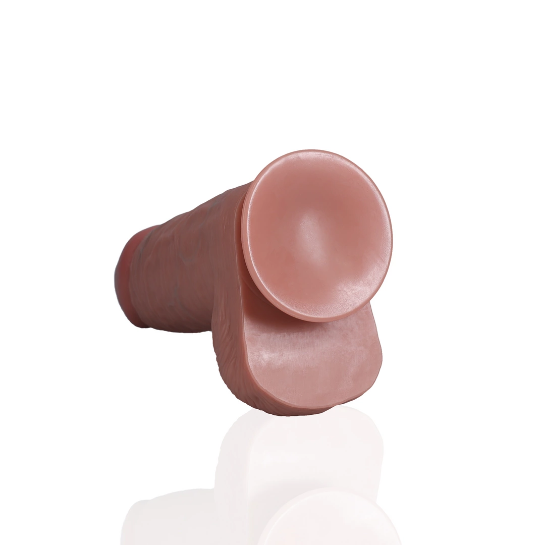 Фаллоимитатор RealRock Extra Thick with Balls 10", 25.4 см (телесный)
