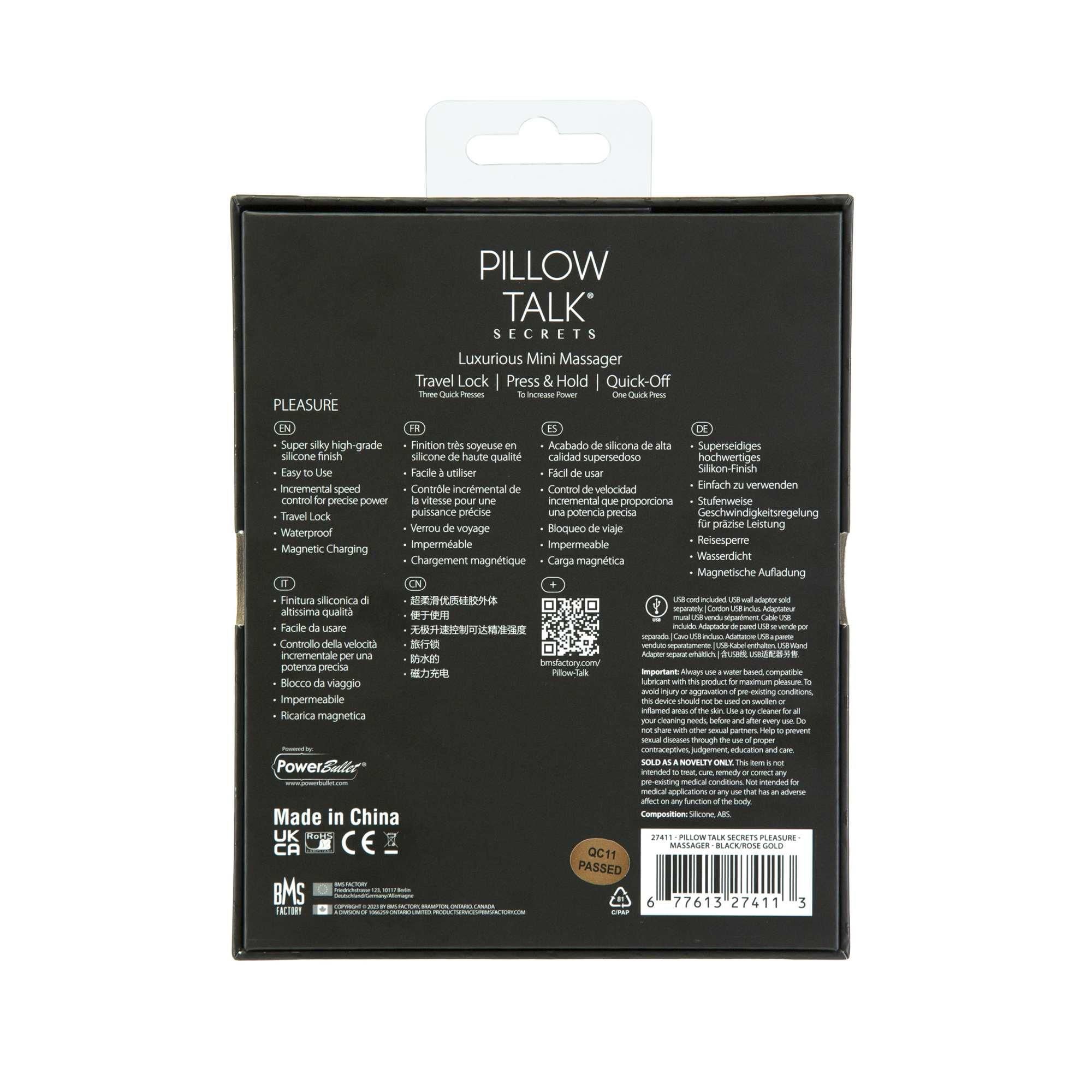 Вибратор Pillow Talk Secrets Pleasure, 11,1 см (чёрный)