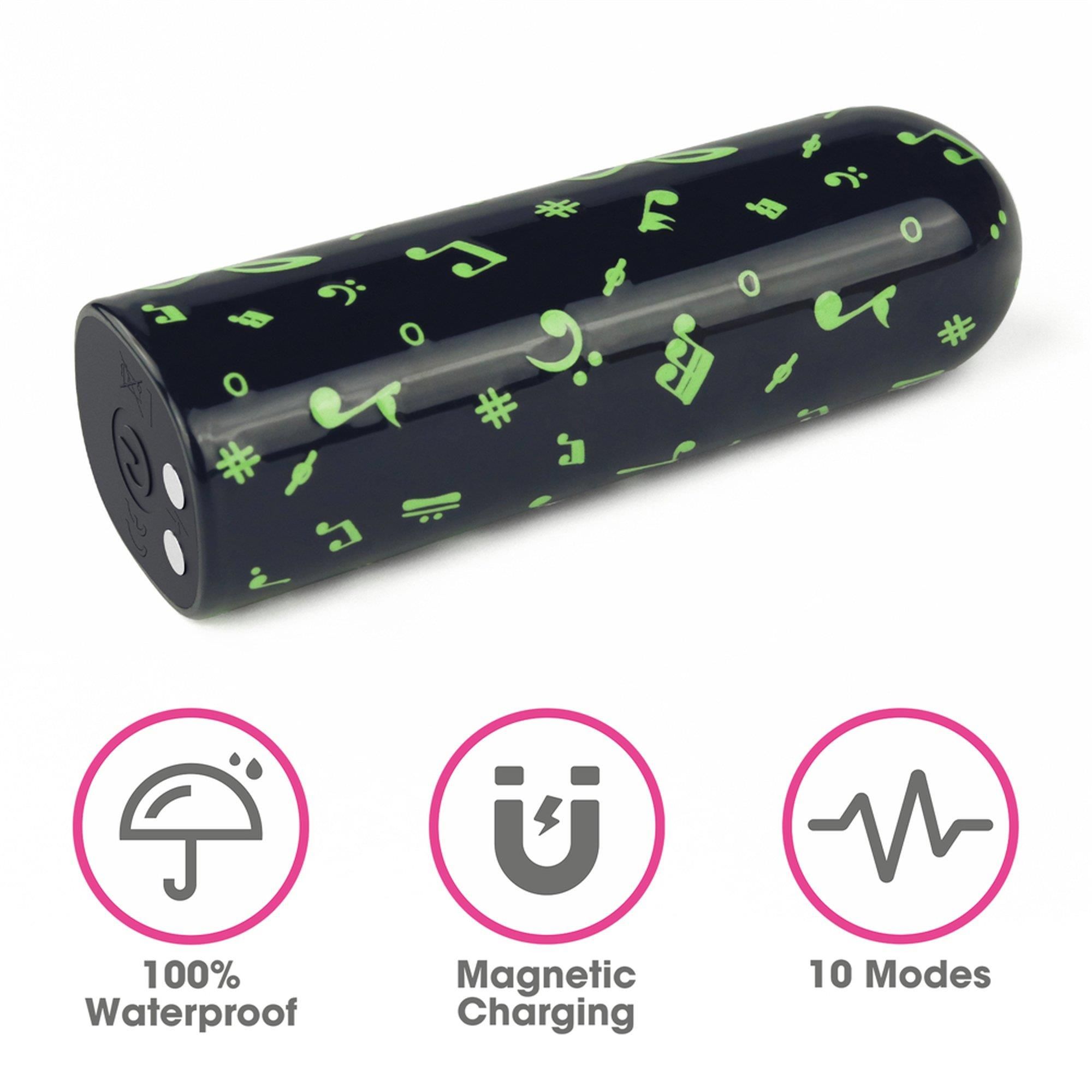 Вібратор для клітора LoveToy Music Massager Glow In The Dark, 8,5 см (чорний)