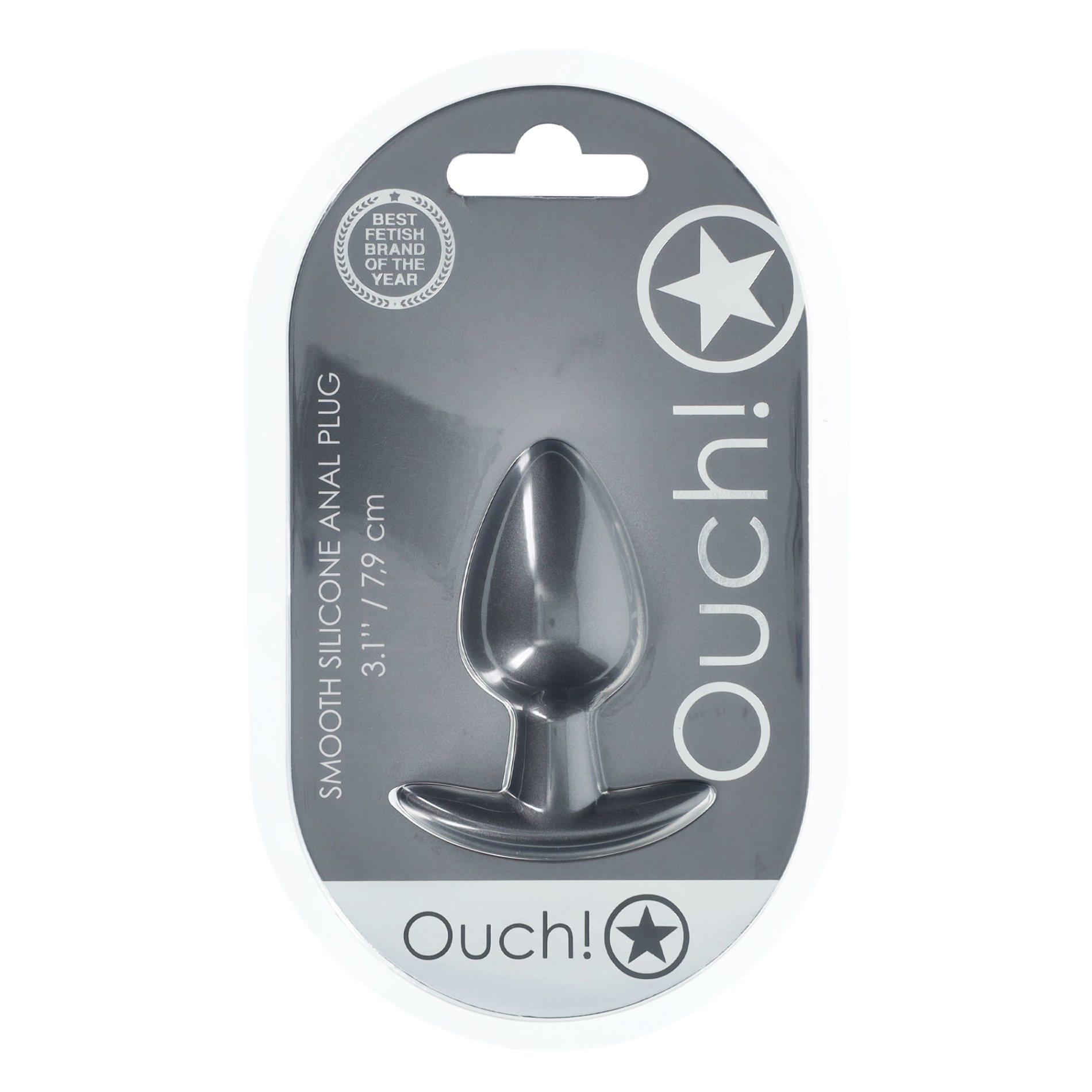 Korek analny Ouch! Smooth Anal Plug Metallic M, 7.9 cm (szary)