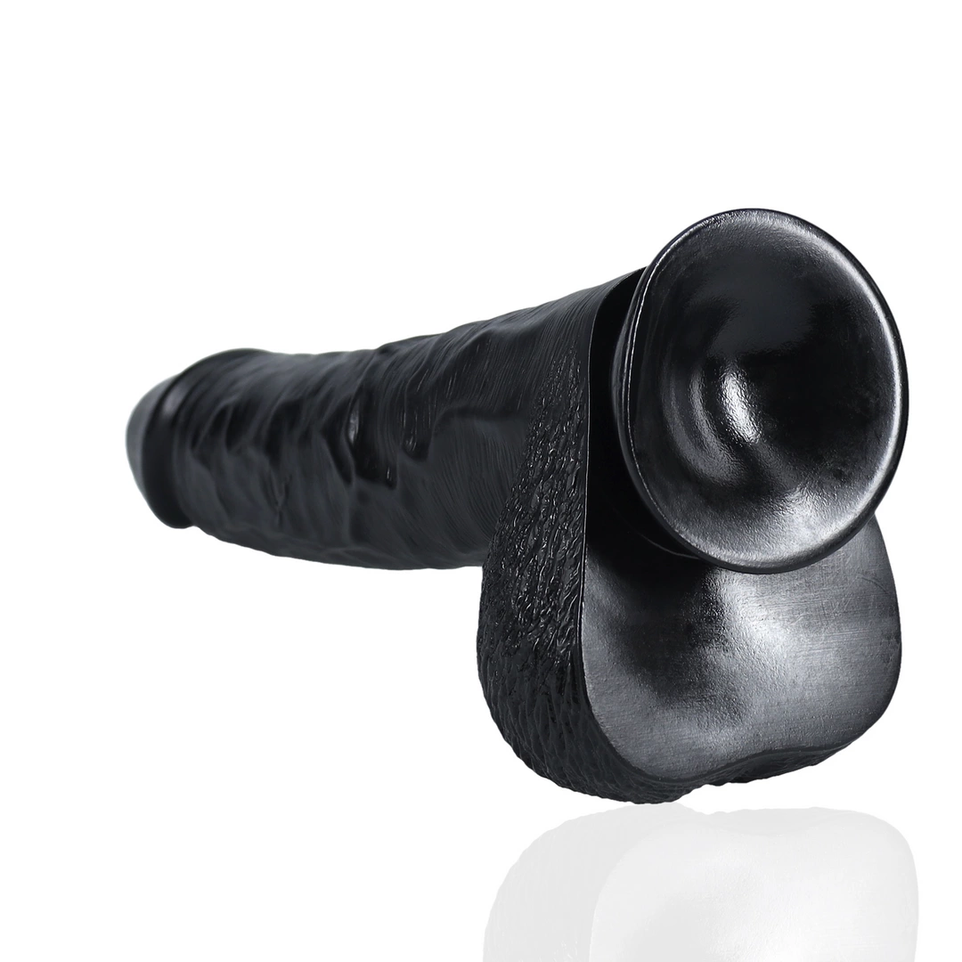 Dildo RealRock Extra Long with Balls 13", 33 cm (czarny)