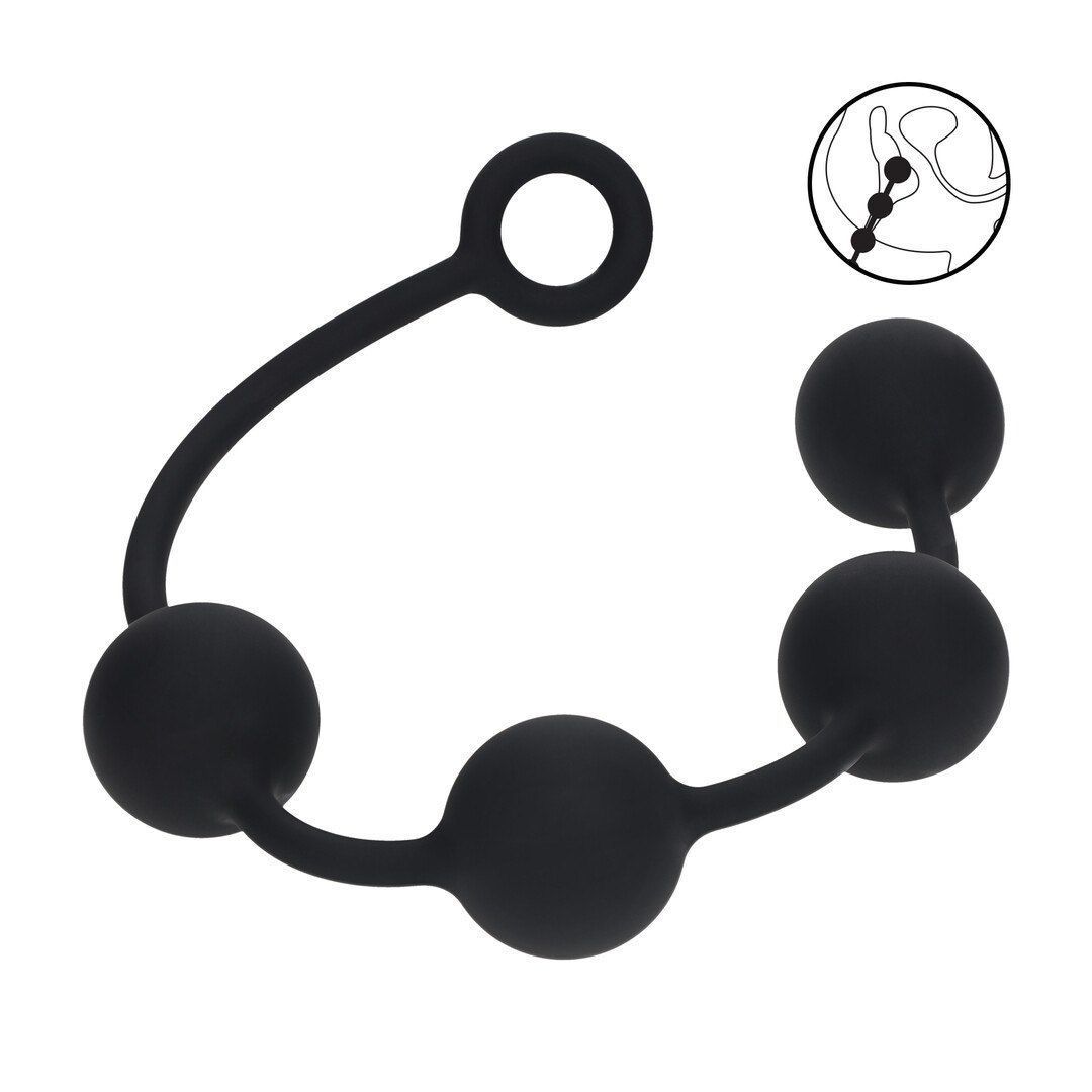 Анальная цепочка Levelz Round Silicone Anal Balls, 46.5 см (черный)