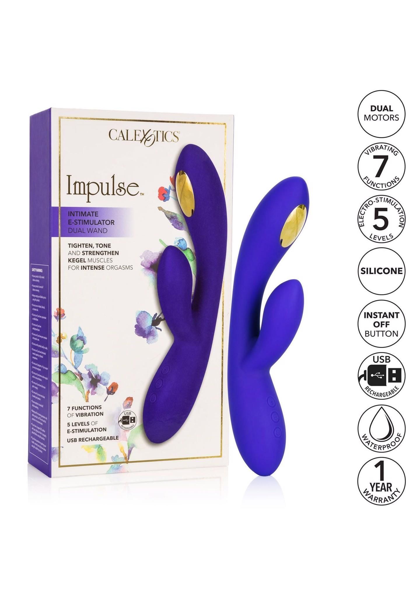 Вибратор-кролик CalExotics Impulse Estim Dual Wand, 21,5 см (фиолетовый)