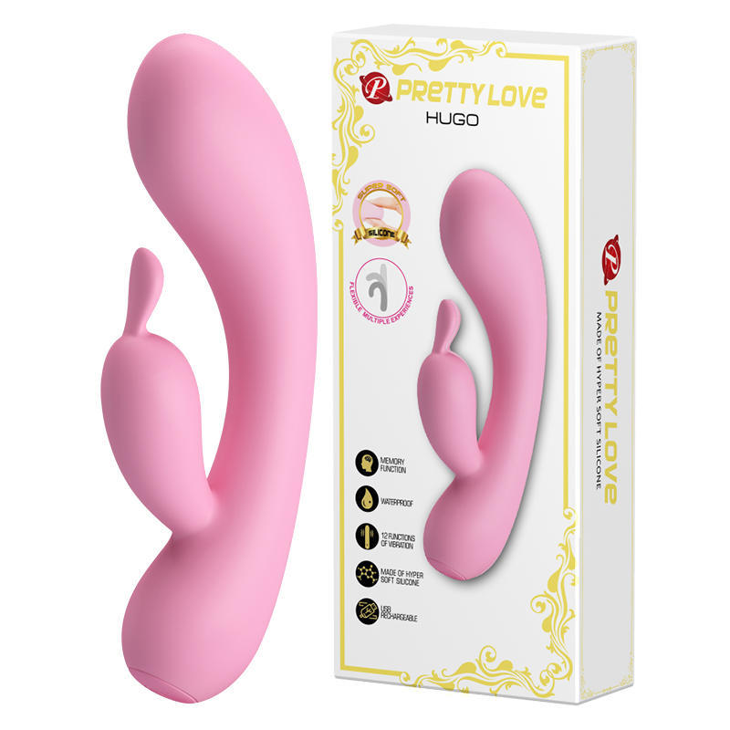 Вибратор-кролик Pretty Love Hugo, 16,5 см (розовый)