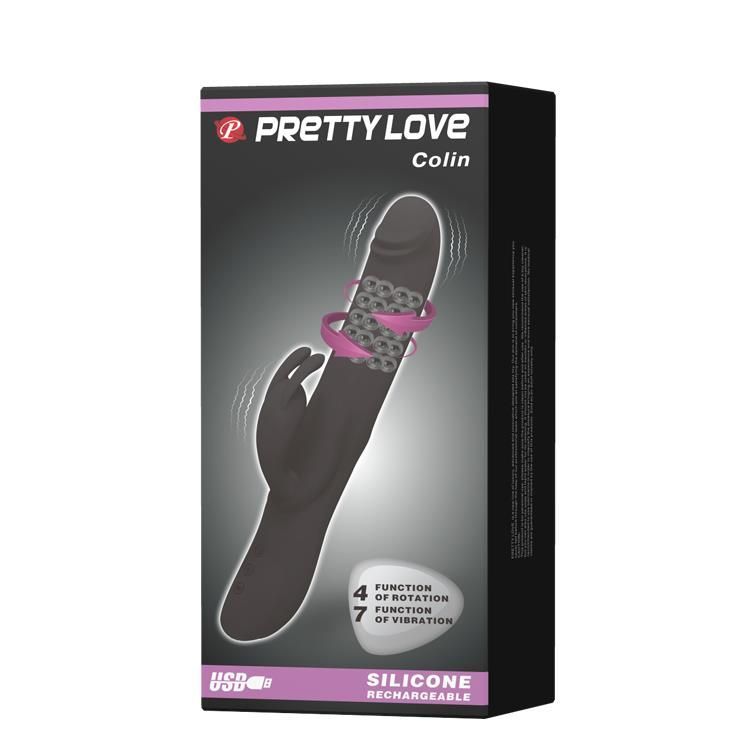 Вибратор-кролик Pretty Love Colin, 25 см (чёрный)