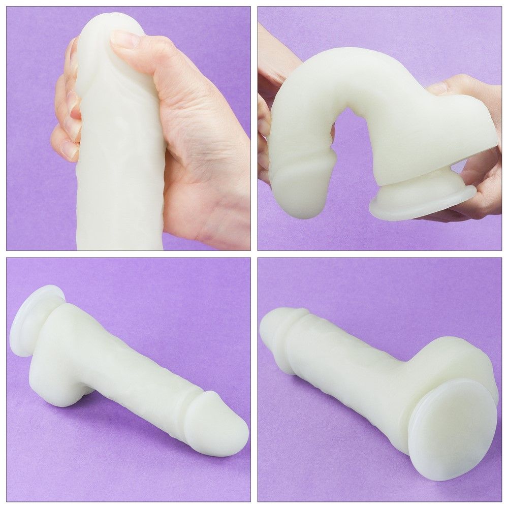Неоновый фаллоимитатор LoveToy Lumino Play, 19,3 см (синий)