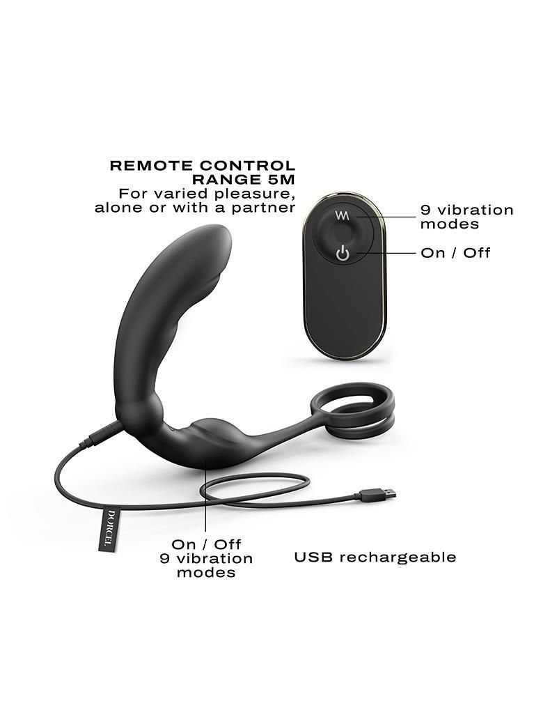 Эрекционное кольцо со стимулятором простаты Dorcel P- Ring, 18 см (черный)