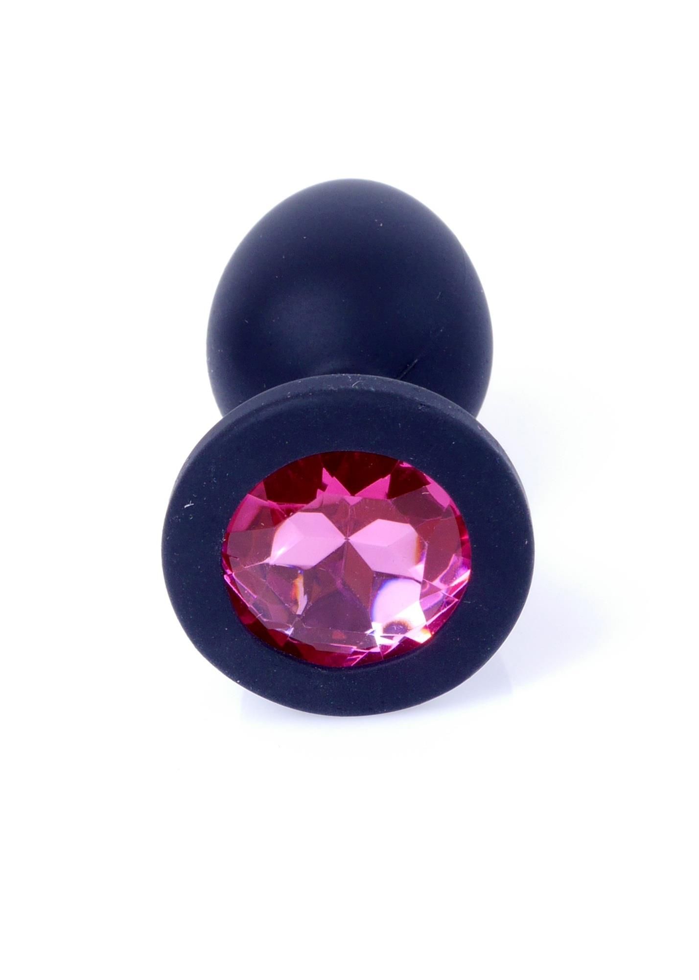 Силіконова анальна пробка з кристалом Boss Plug Jewellery, 8 см (рожевий)