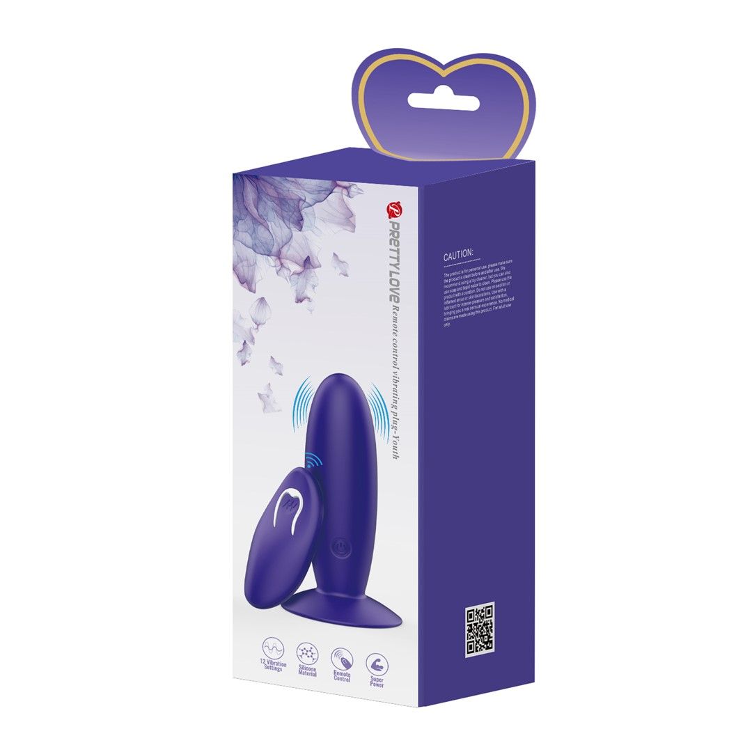 Korek analny Pretty Love Remote Control Vibrating Plug Youth, 11 cm (fioletowy)
