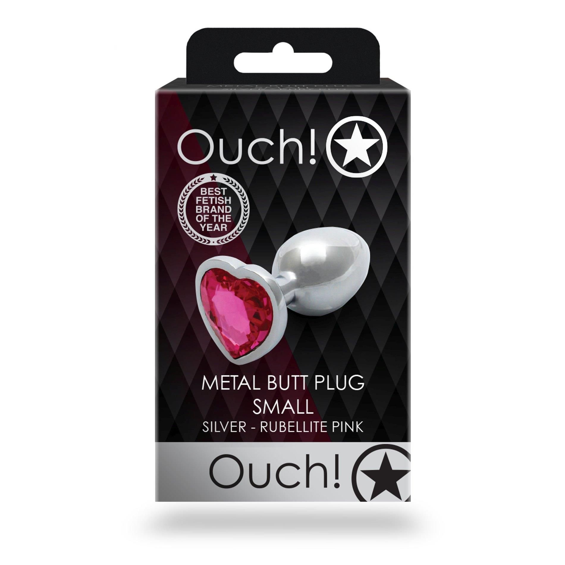 Korek analny Ouch! Heart Gem Butt Plug Small, 6,9 cm (srebrny)