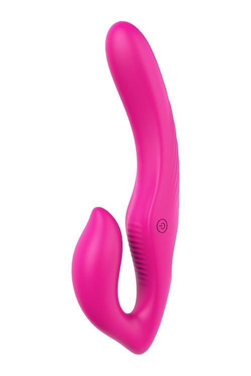 Безремневой страпон Vibes Of Love Remote Double Dipper, 22 см (розовый)