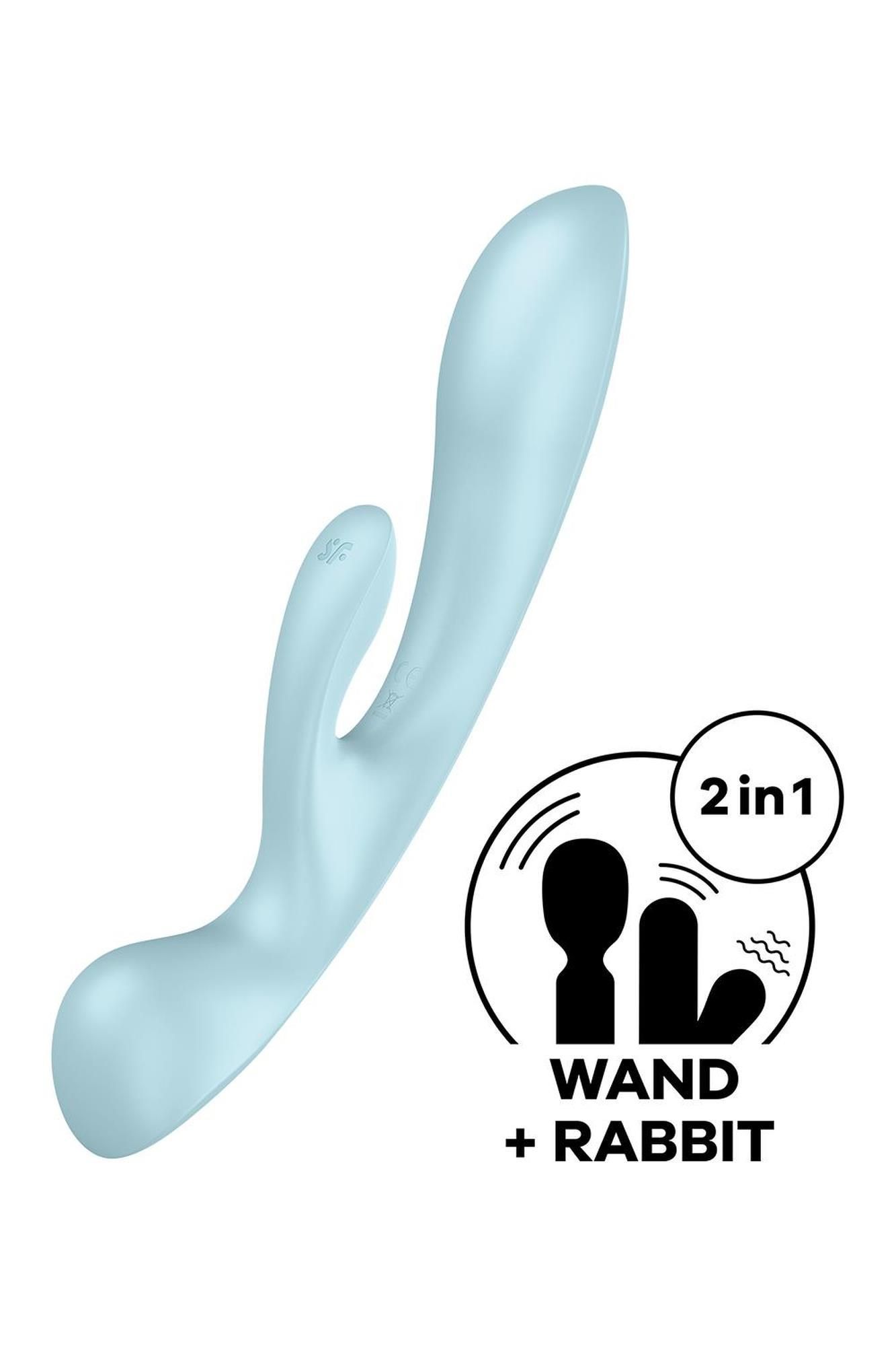 Wibrator króliczek Satisfyer Triple Oh, 24 cm (niebieski)