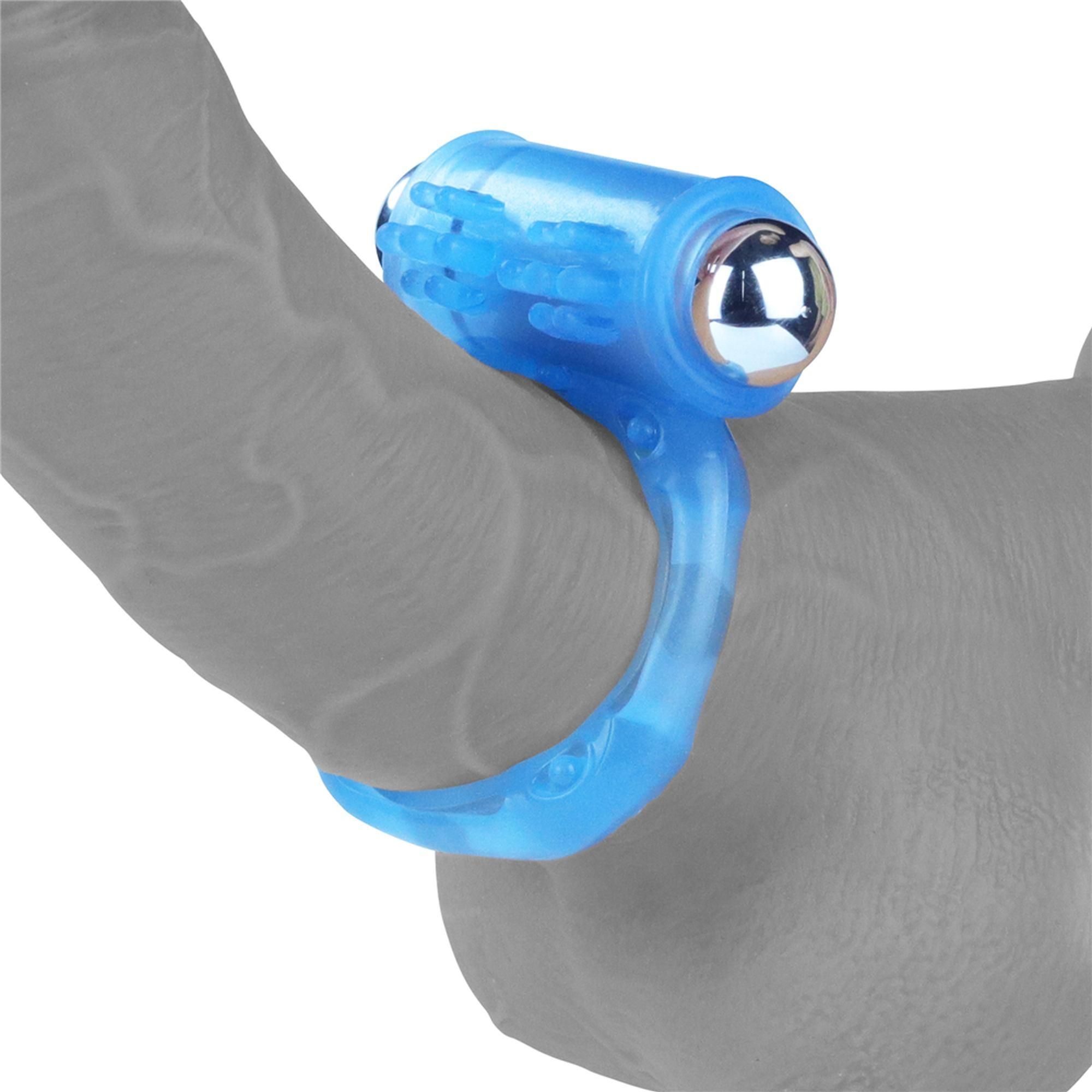 Неоновое эрекционное кольцо с вибрацией Lumino Play (голубой)