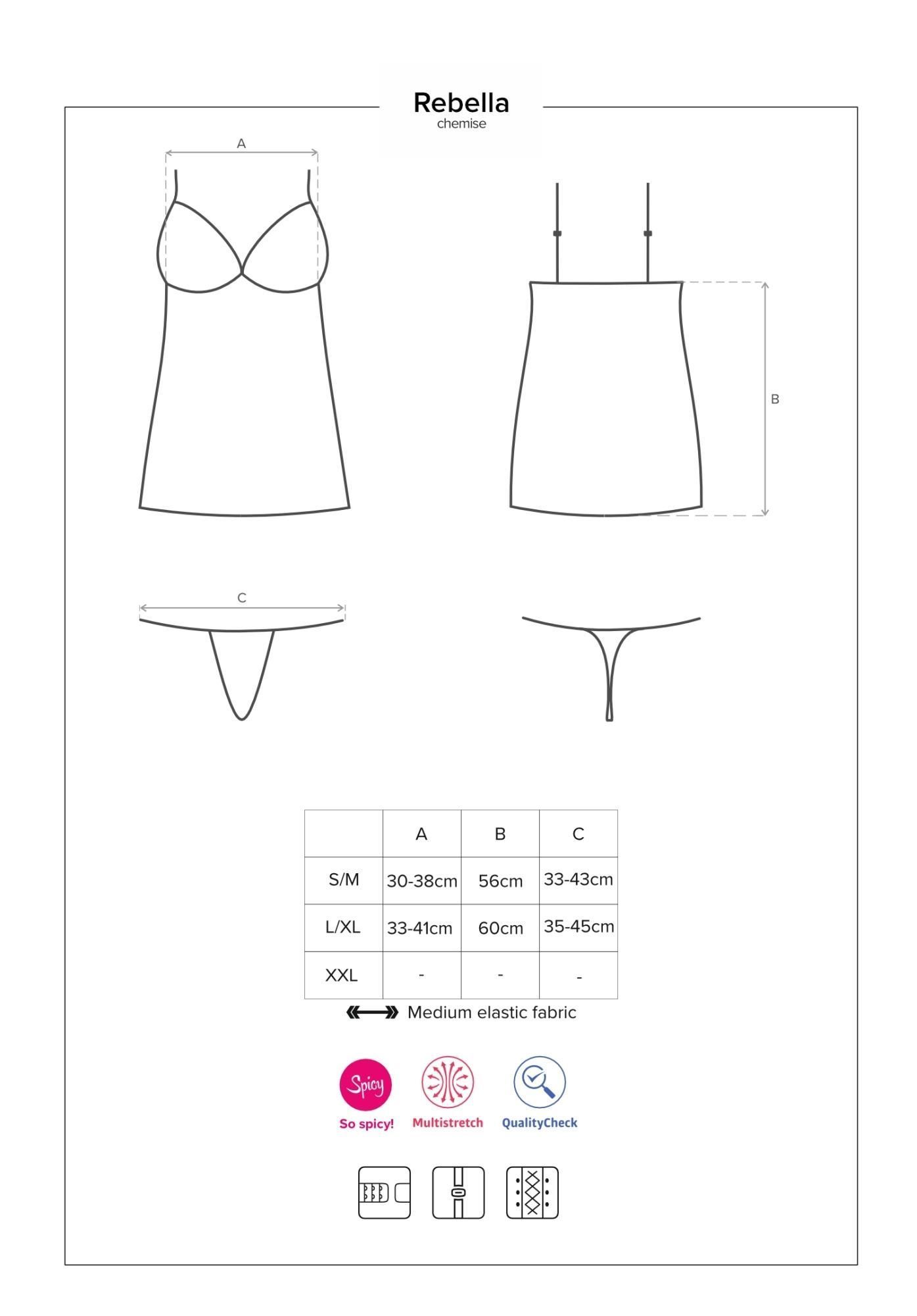 Сексуальный комплект Obsessive Rebella, L/XL (черный)