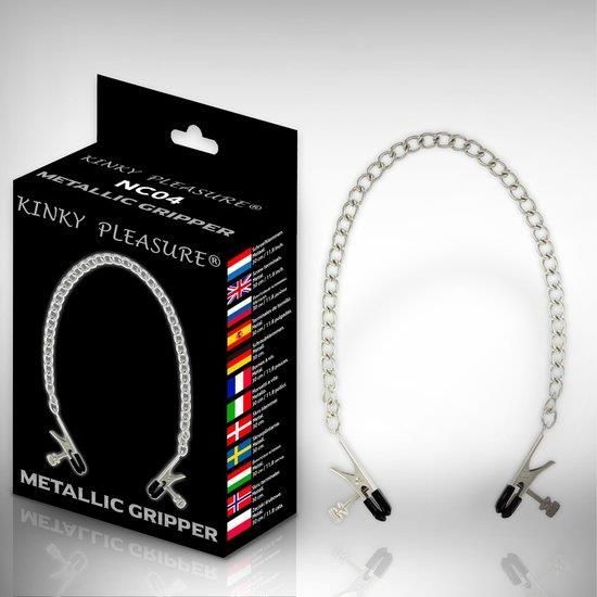 Kinky Pleasure Mettalic Gripper Kinky Clamps - Zaciski na sutki, Srebro