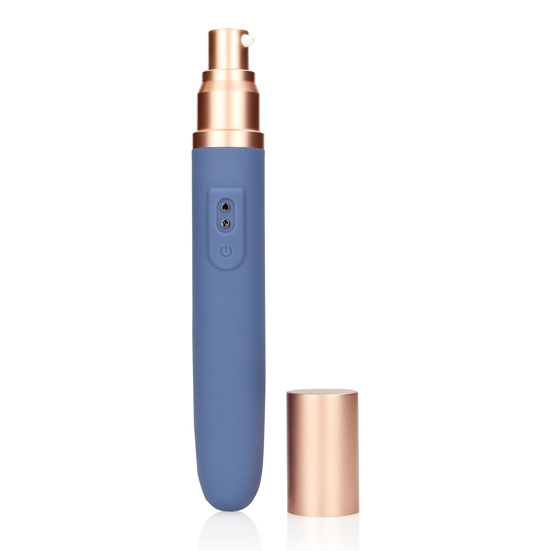 Вибратор Loveline Travel Compartment and Pump, 18.5 см (синий)