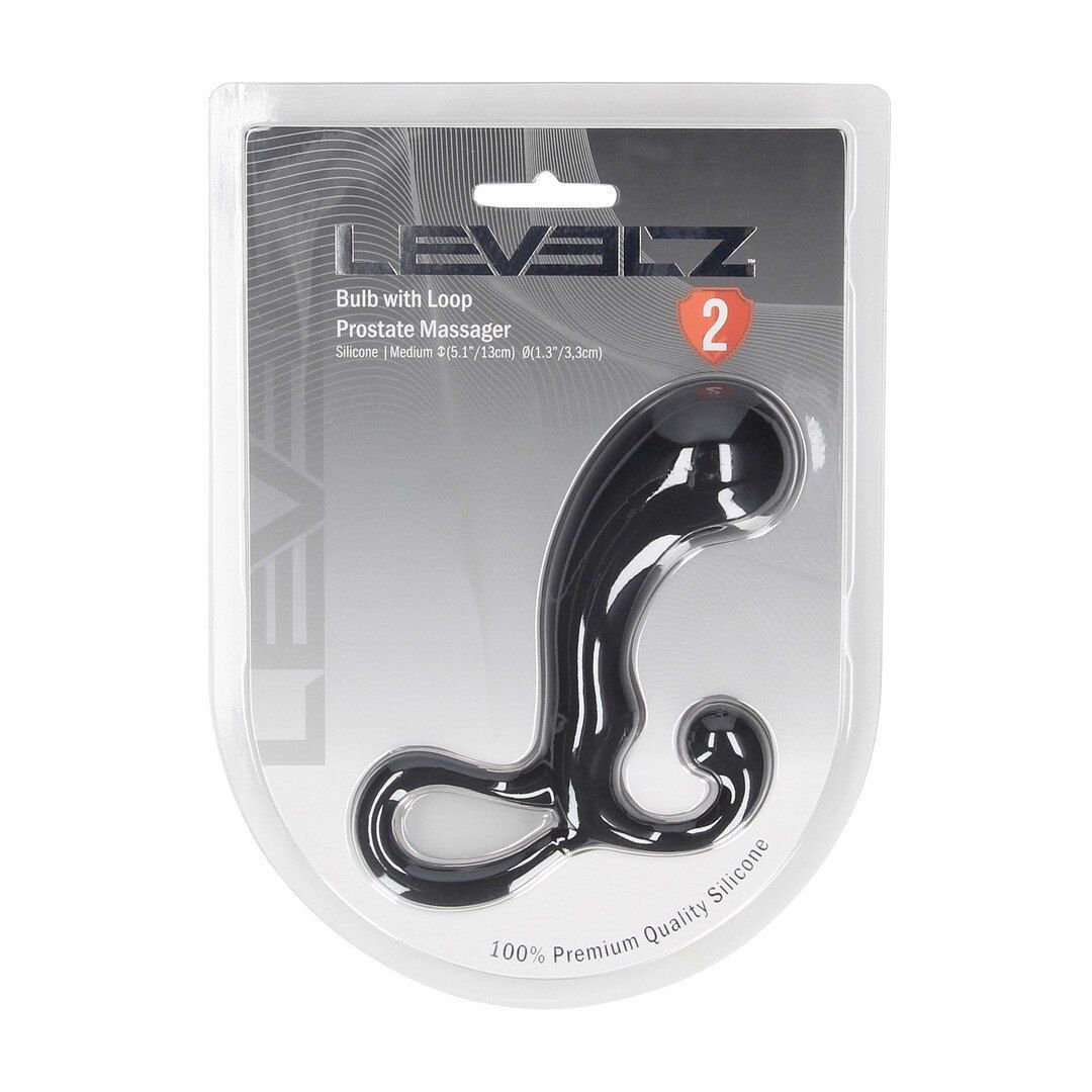 Стимулятор простаты Levelz Bulb with Loop M, 13 см (черный)