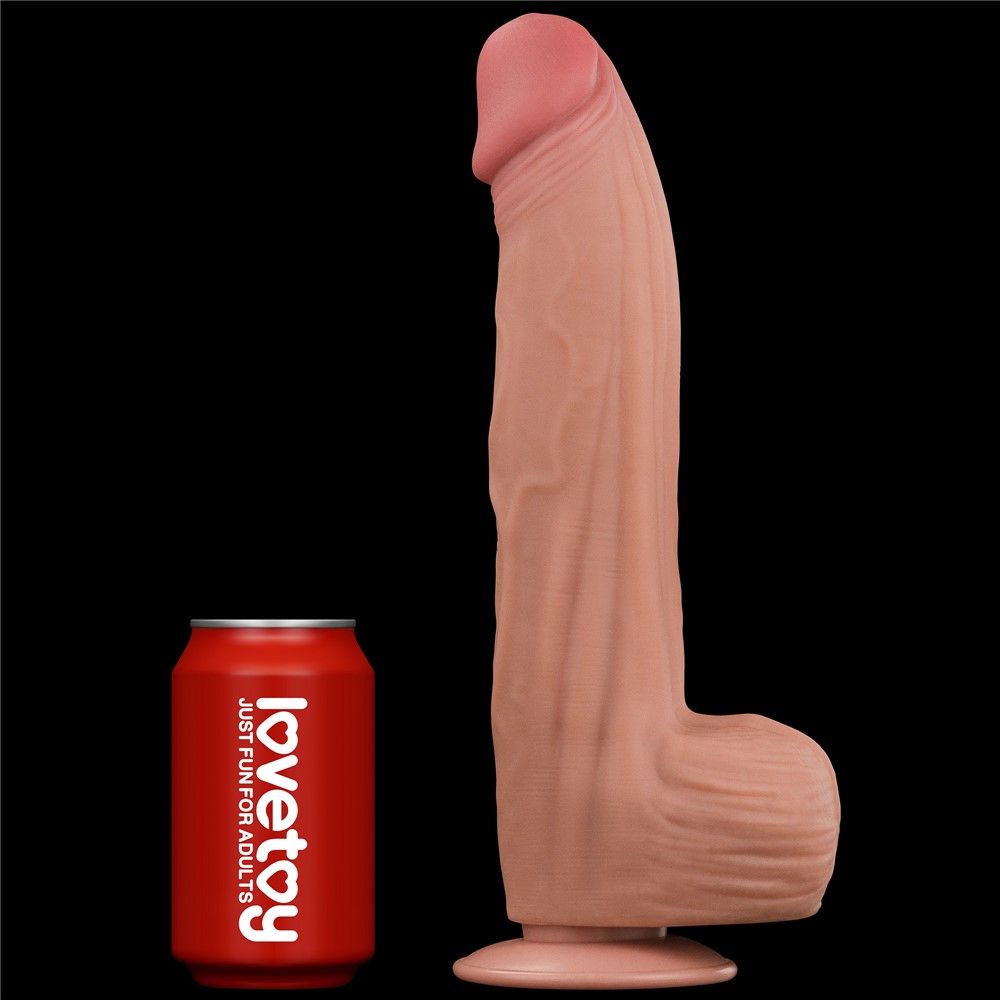 Фалоімітатор LoveToy Sliding-Skin Dual Layer Dong King Sized, 31 см (тілесний)