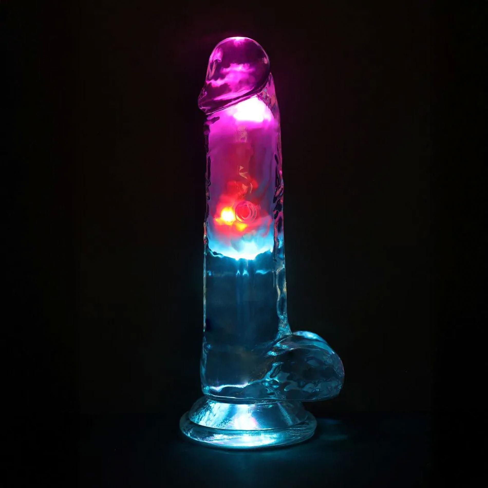 Вибратор RealRock LED Vibrating, 19.5 см (прозрачный)
