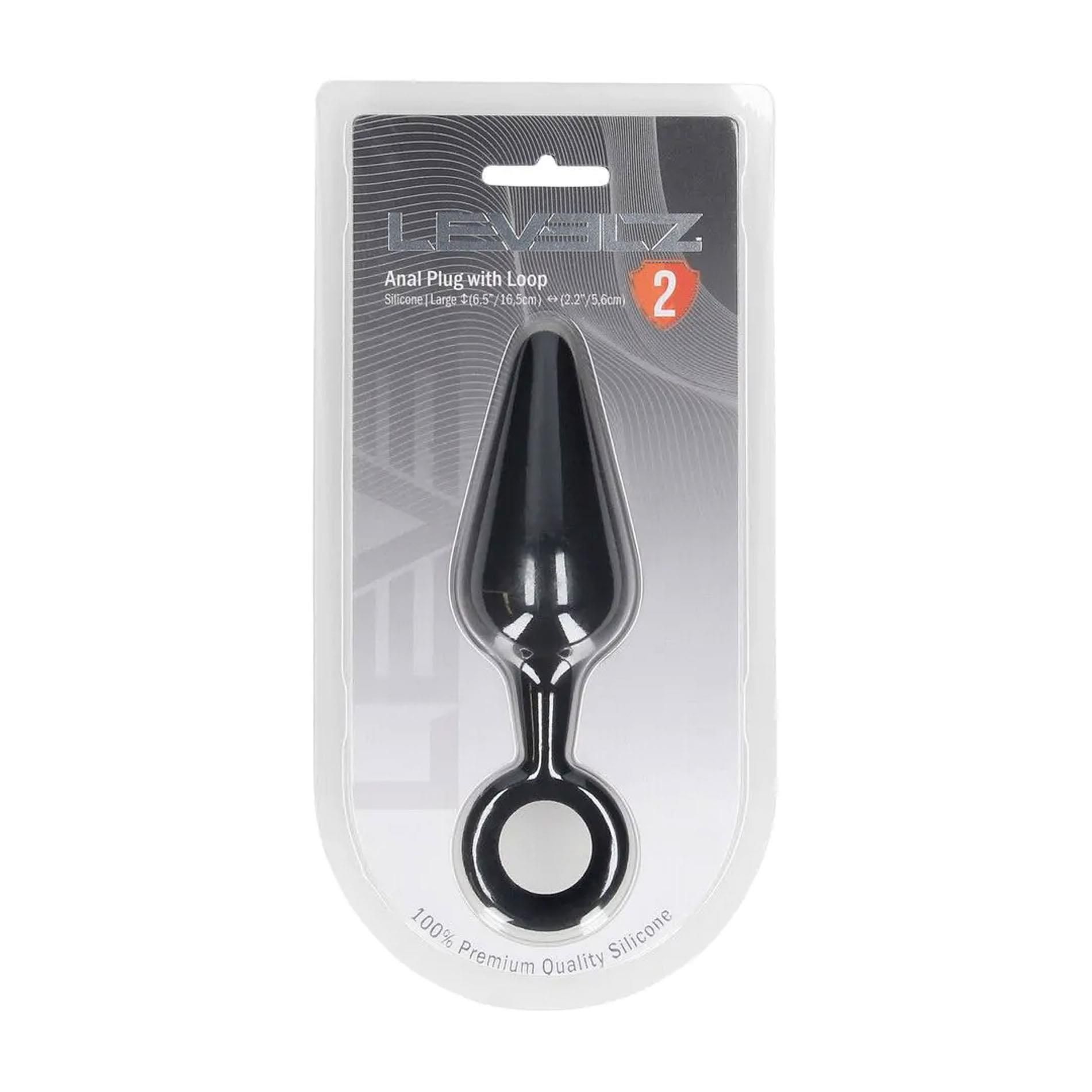 Анальная пробка Levelz Anal Plug with Loop L, 14.3 см (черный)