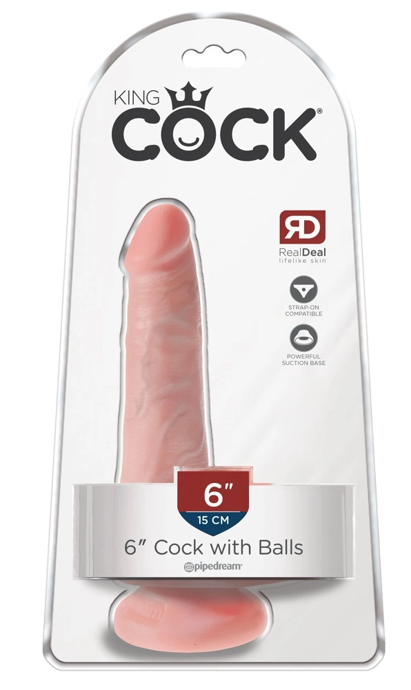 Фаллоимитатор King Cock 6" Cock With Balls, 17 см (телесный)