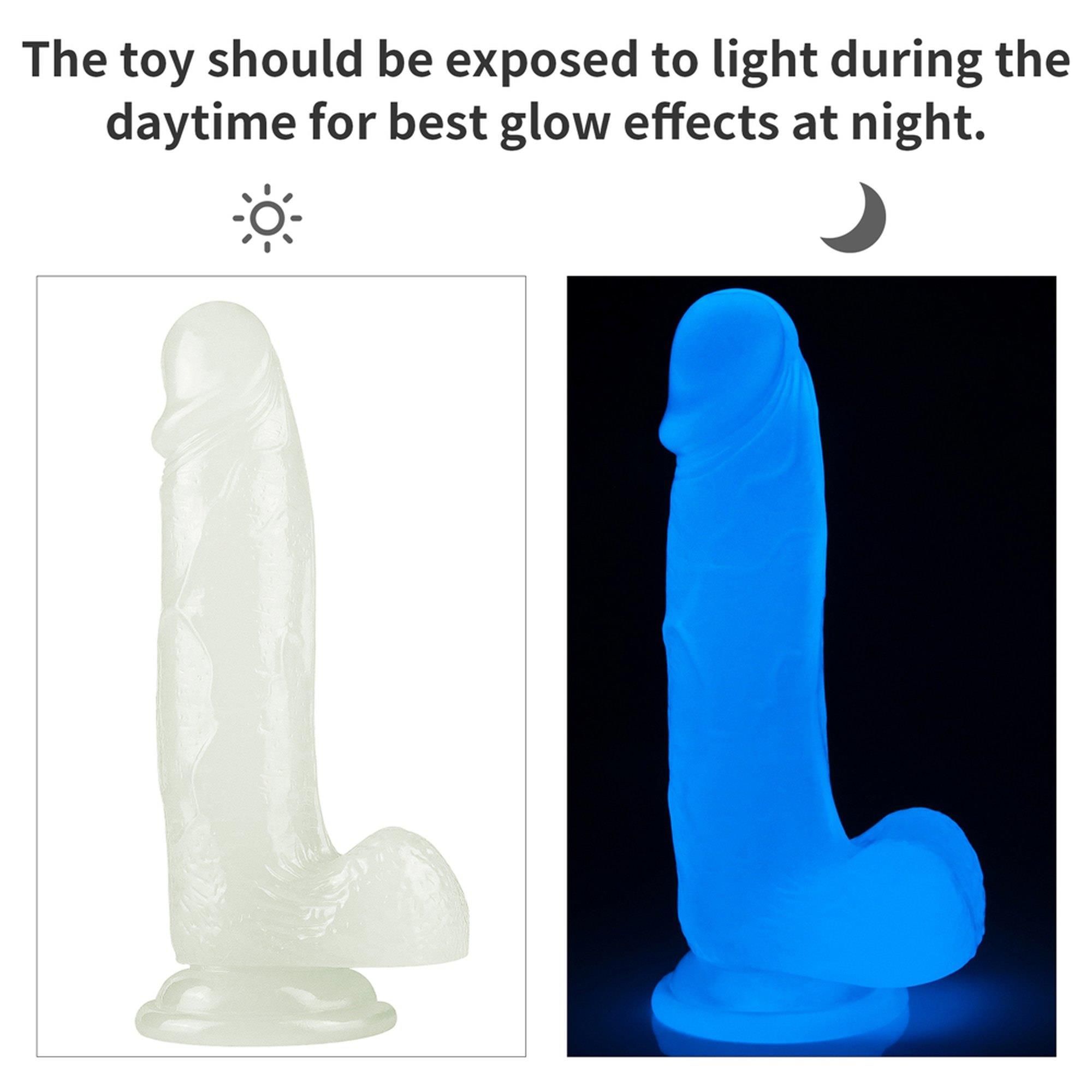 Неоновый фаллоимитатор LoveToy Lumino Play, 19 см (голубой)