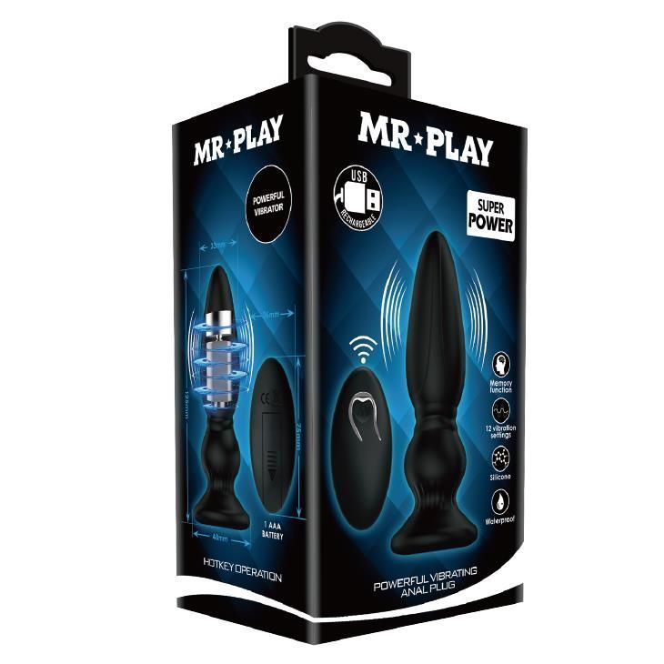 Анальна пробка LyBaile Mr.Play Vibrating Prostate Massager, 12.5 см (чорний)