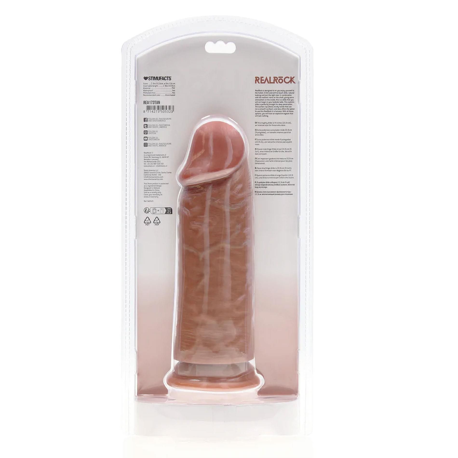 Dildo RealRock Extra Thick Straight, 23 cm (brązowy)