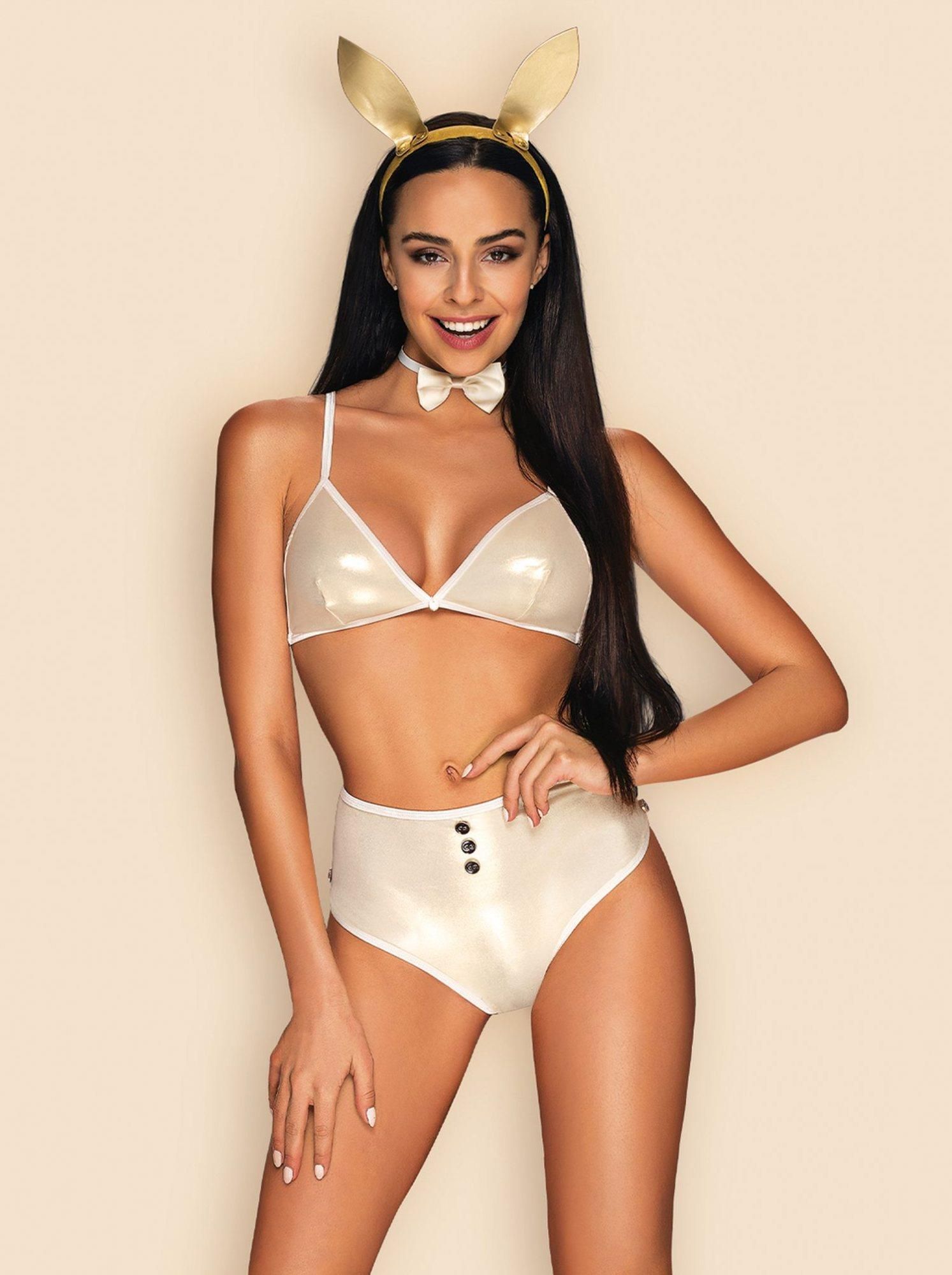 Эротический костюм Obsessive Neo Goldes, L/XL (белый)