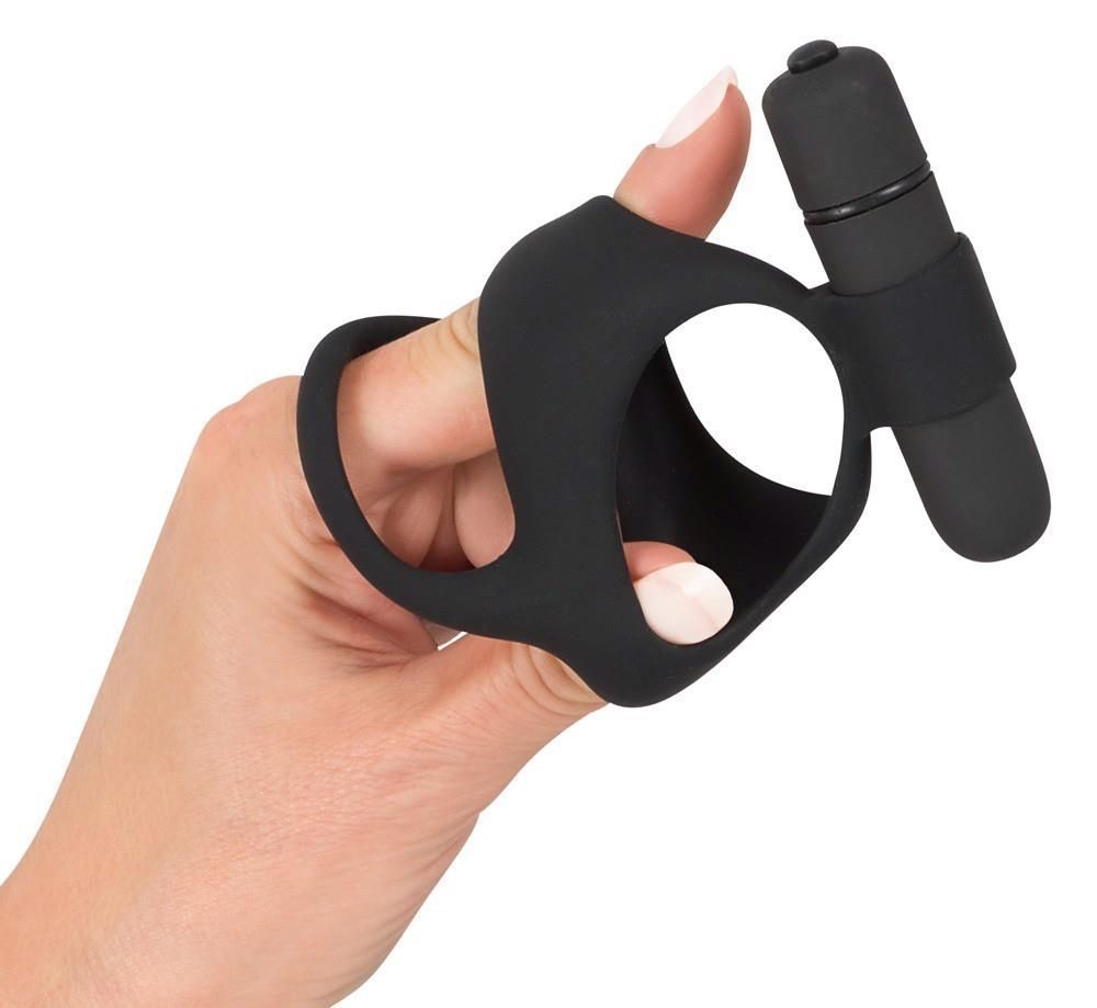 Виброкольцо Black Velvets Cock & Ball Ring, 7 см (черный)