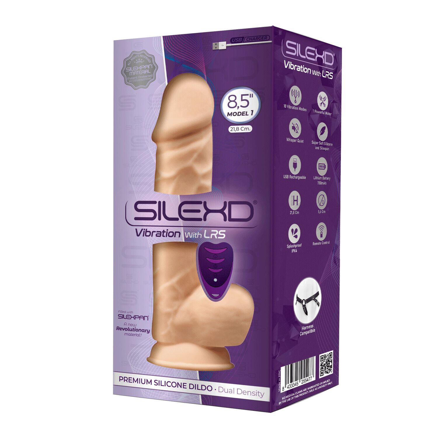 Вибратор Silexd Premium Silicone Dildo Model 1 Size 8.5" LRS, 21.5 см (телесный)