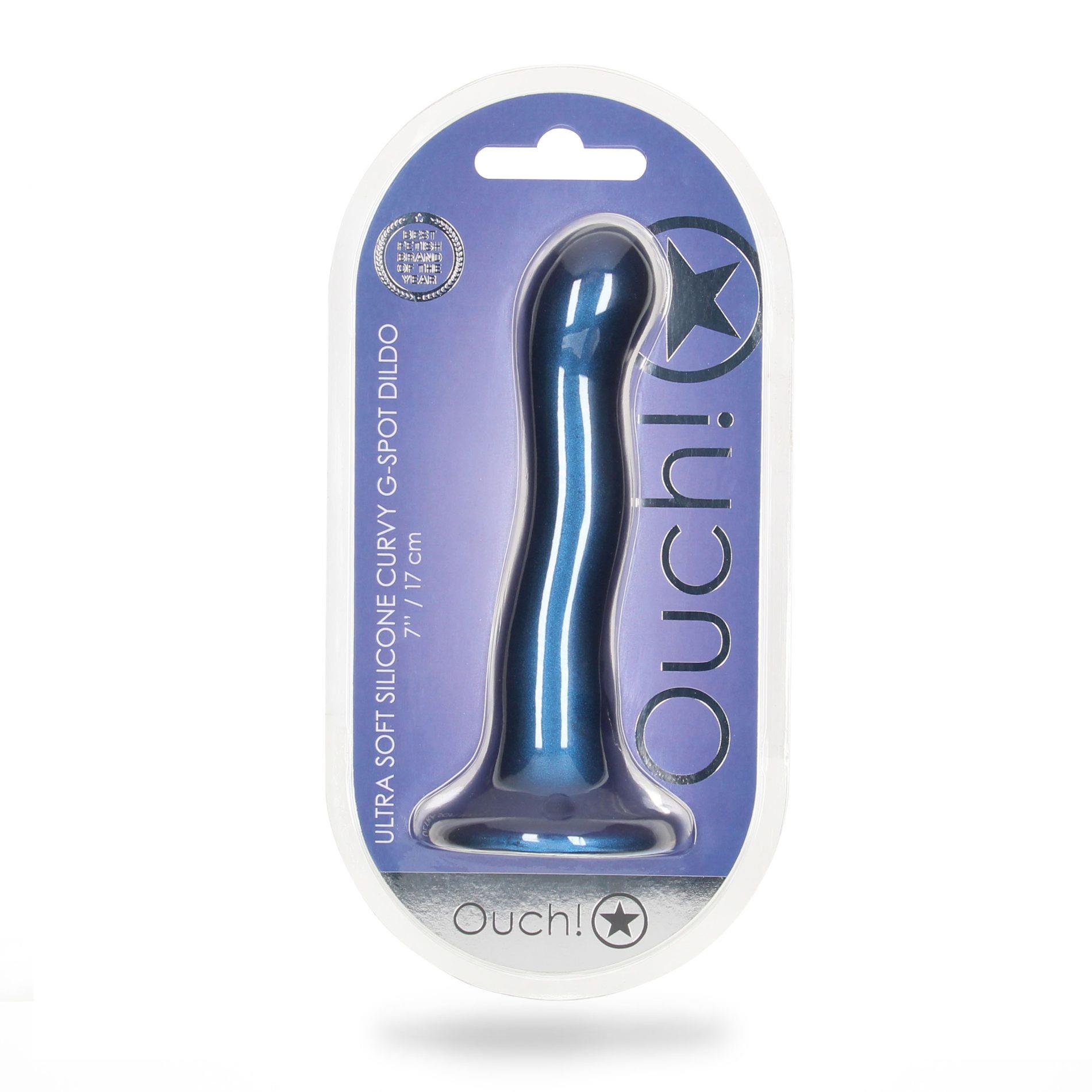 Фаллоимитатор Ouch! Curvy G-Spot Dildo 7'', 18 cm (синий)