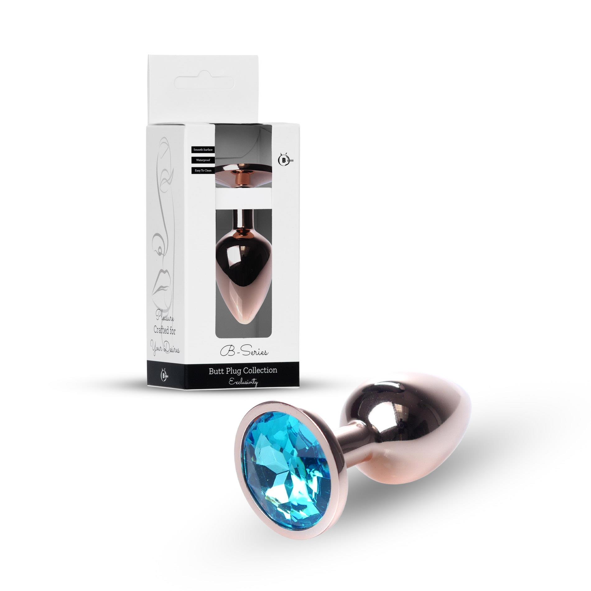 Анальна пробка з кристалом B - Series HeavyFun Plug-Jewellery, 7 см (блакитний)