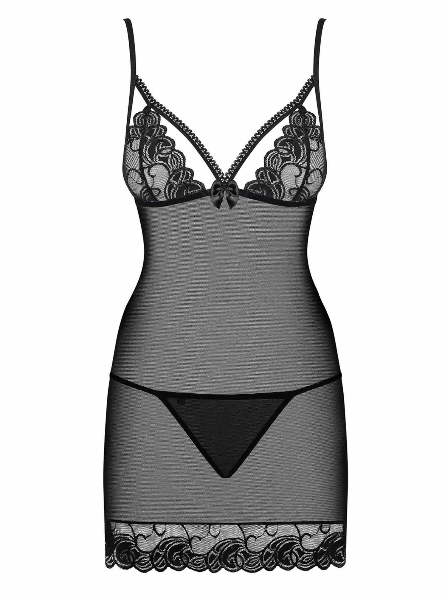Комплект эротический Obsessive Wonderia chemise, S/M (черный)