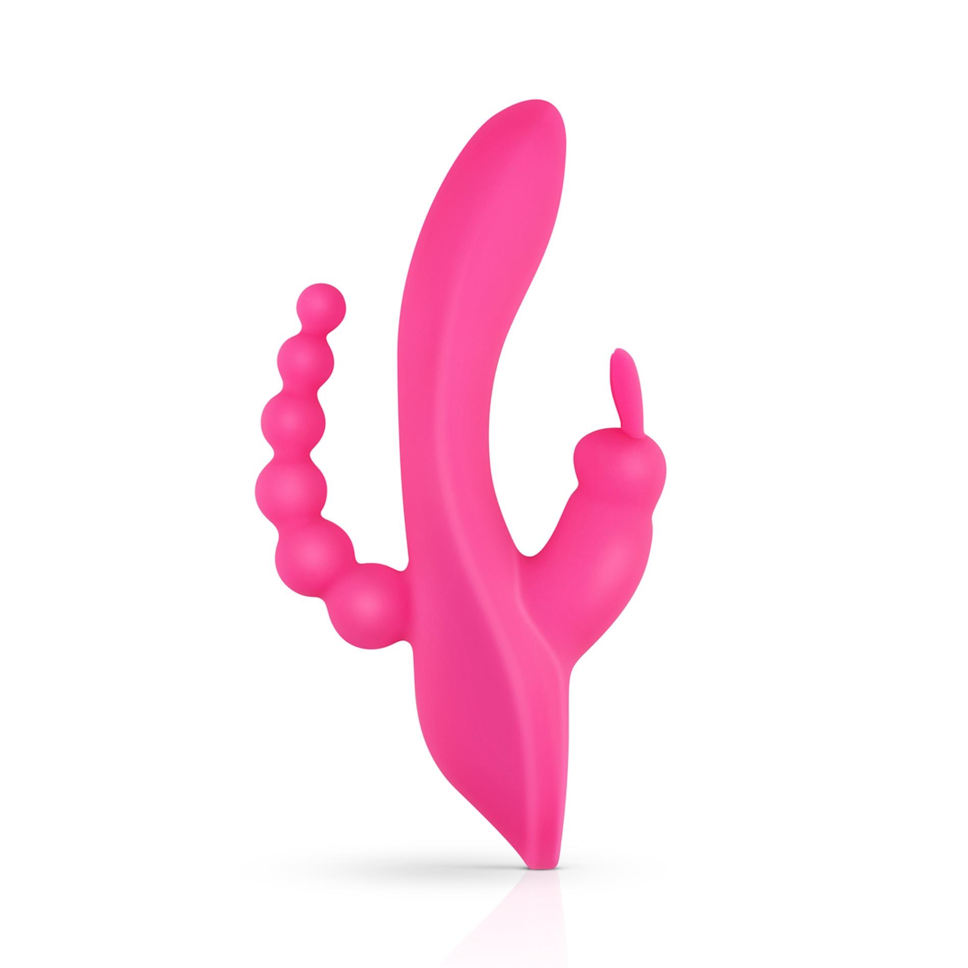 Вибратор-кролик Teazers Double Rabbit, 21 см (розовый)